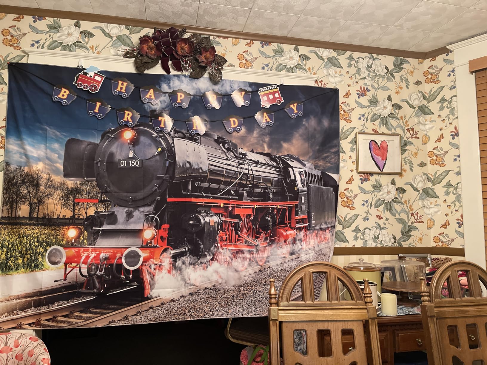 BELECO 7x5ft Fabric Vintage Steam Locomotive Train Photography Backdrop Old Steam Train Railroad Track Spring Natural Scenery Background customer photo 2