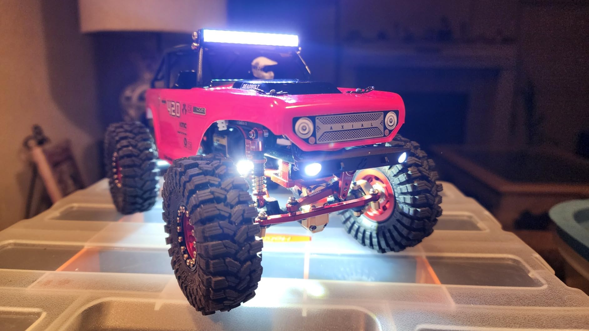 ShareGoo RC LED Light Bar Multi-Mode Roof Lamp Compatible with Axial SCX24 Bronco C10 JLU Gladiator Deadbolt 1/24 RC Crawler (12Leds) customer photo 2