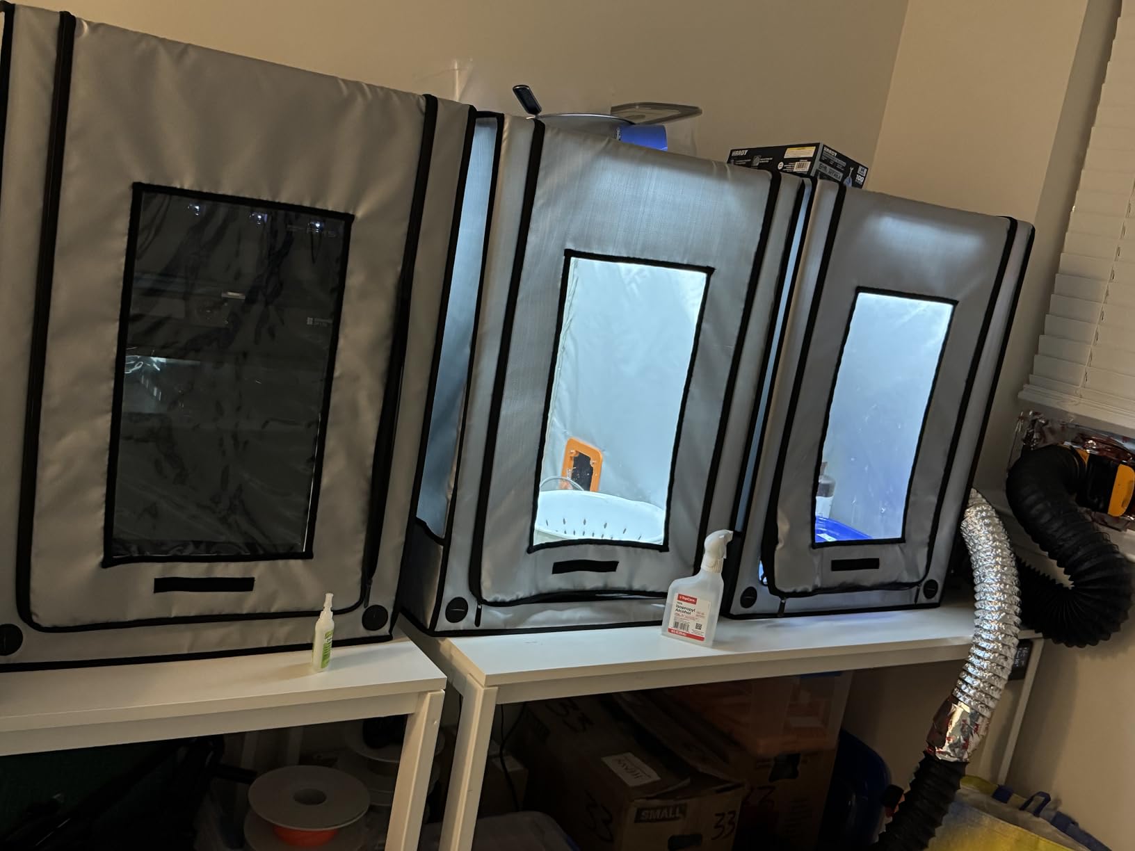 3-in-1 Multifunctional 3D Printer Enclosure Laser Engraver Eye Protective Shield Cover Resin 3D Printer Fireproof Tent with Fume Extractor Smoker Absorber Filament Dryer Dust Cover (3in1 Tent) customer photo 1