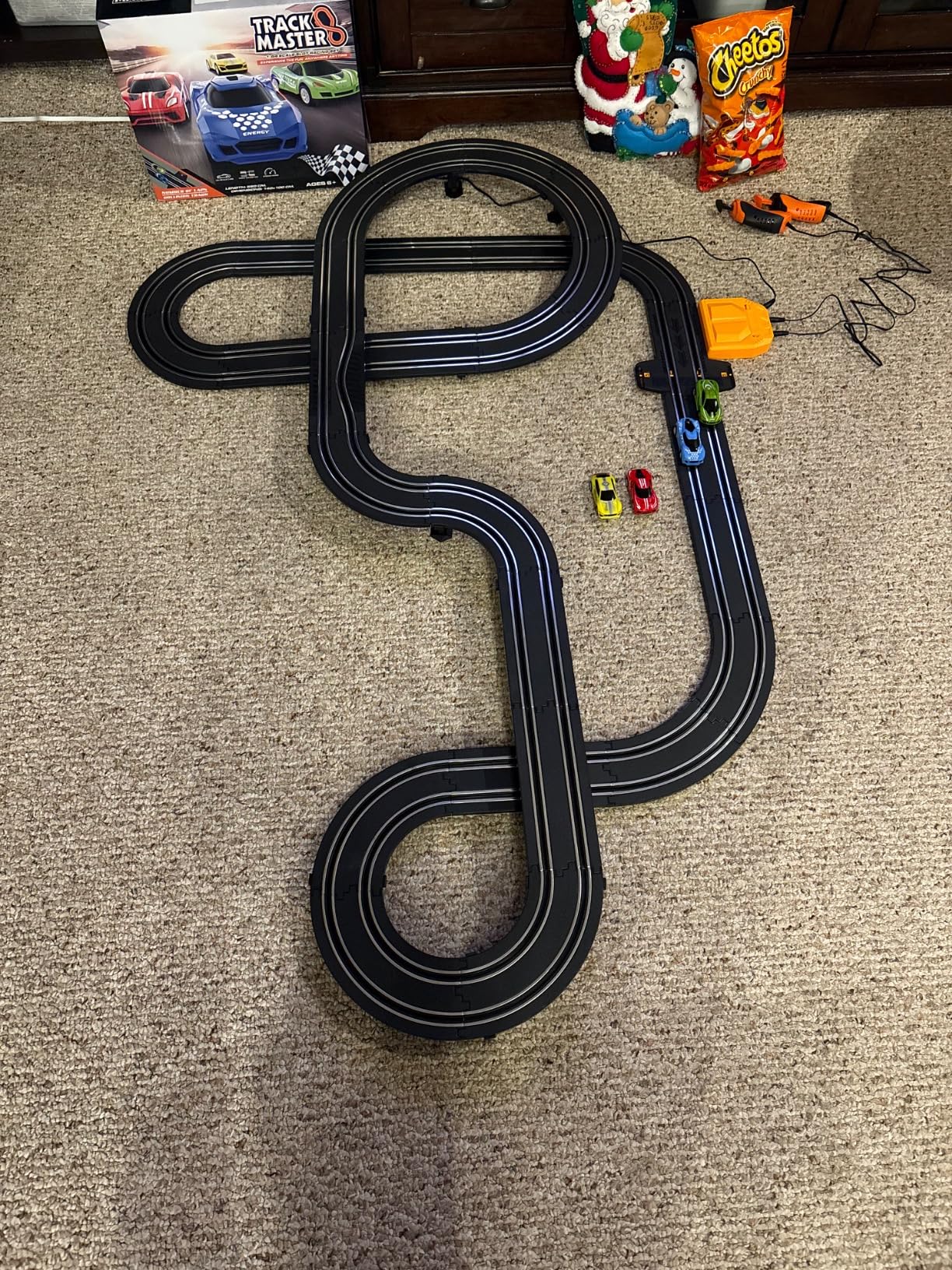 Slot Car Race Track Sets with 4 High-Speed Racing Car, Battery or Electric Race Car Track for Boys and Kids, Dual Racing Game Lap Counter Circular Overpass Track, Gifts Toys for Boys Kids Age 6 7 8-12 customer photo 1