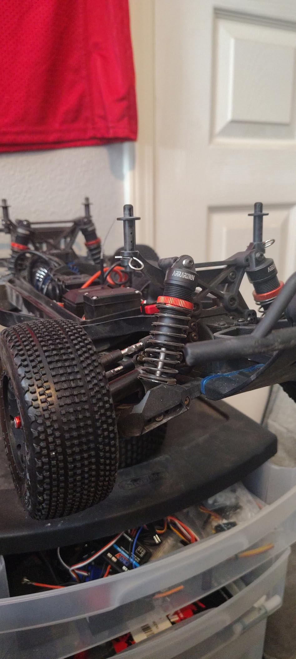 4PCS 1/10 RC Car Shocks Front & Rear Shock Absorber Damper Assembled Set Compatible with 1:10 Scale Traxxas Slash/Rustler/Stampede/Hoss VXL 4x4 2WD Replacement Parts#5862 (Black Red) customer photo 1
