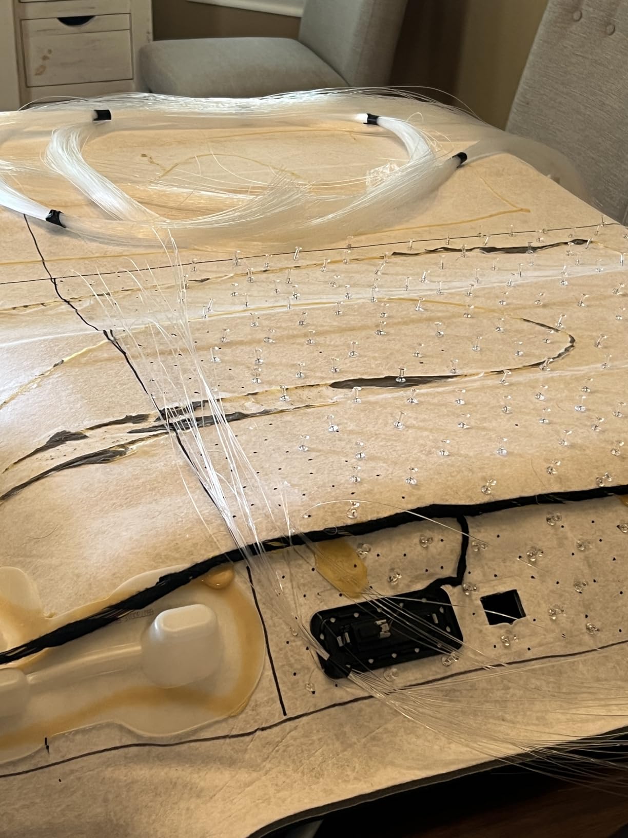 CHINLY 32W Twinkle 1600pcs 13.1ft 0.03in Fiber Optic Lights Starlight Headliner kit, Music Mode Bluetooth APP Control Remote, RGBW Star roof Lights for Star Headliner/Home Theater/Pool Ceiling customer photo 2