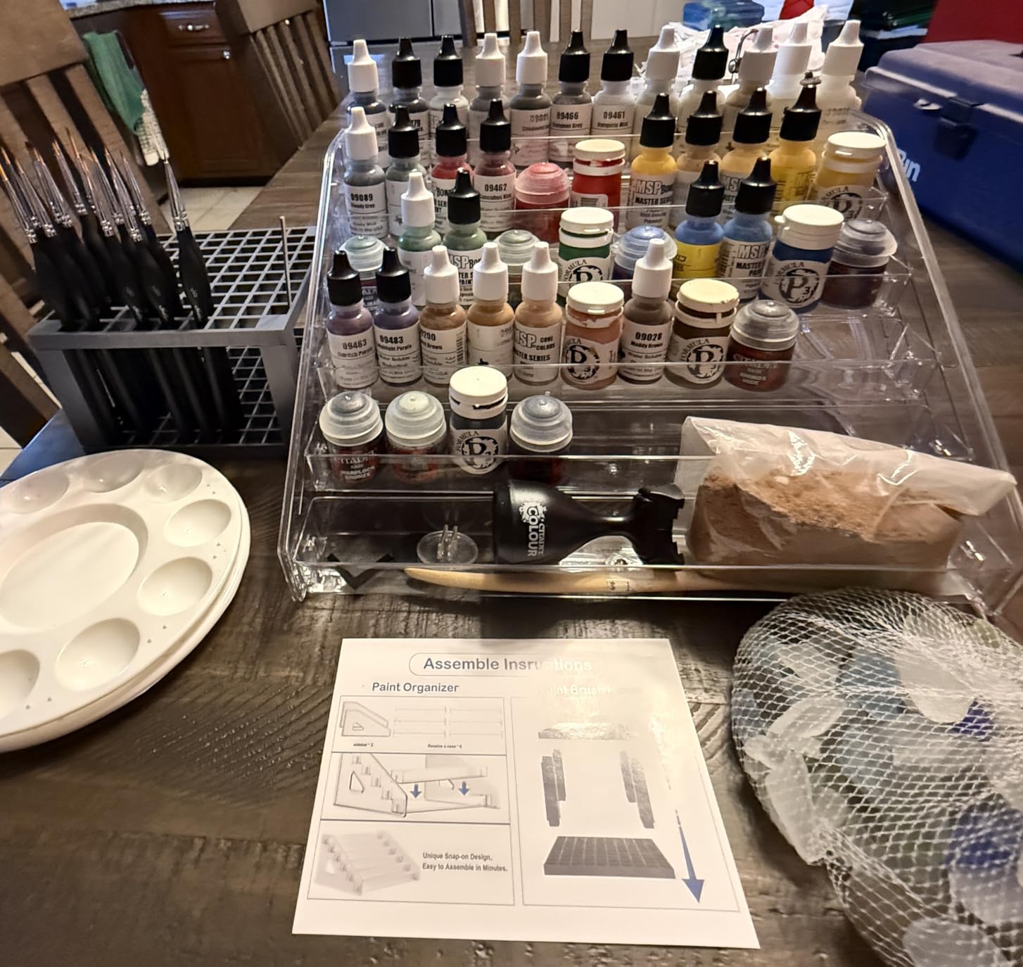 6-Layer Acrylic Organizer with Brush Holder, Easy Assembly Storage Rack for Craft, Hobby & Miniature Models, Light Can Holder, Gray customer photo 1