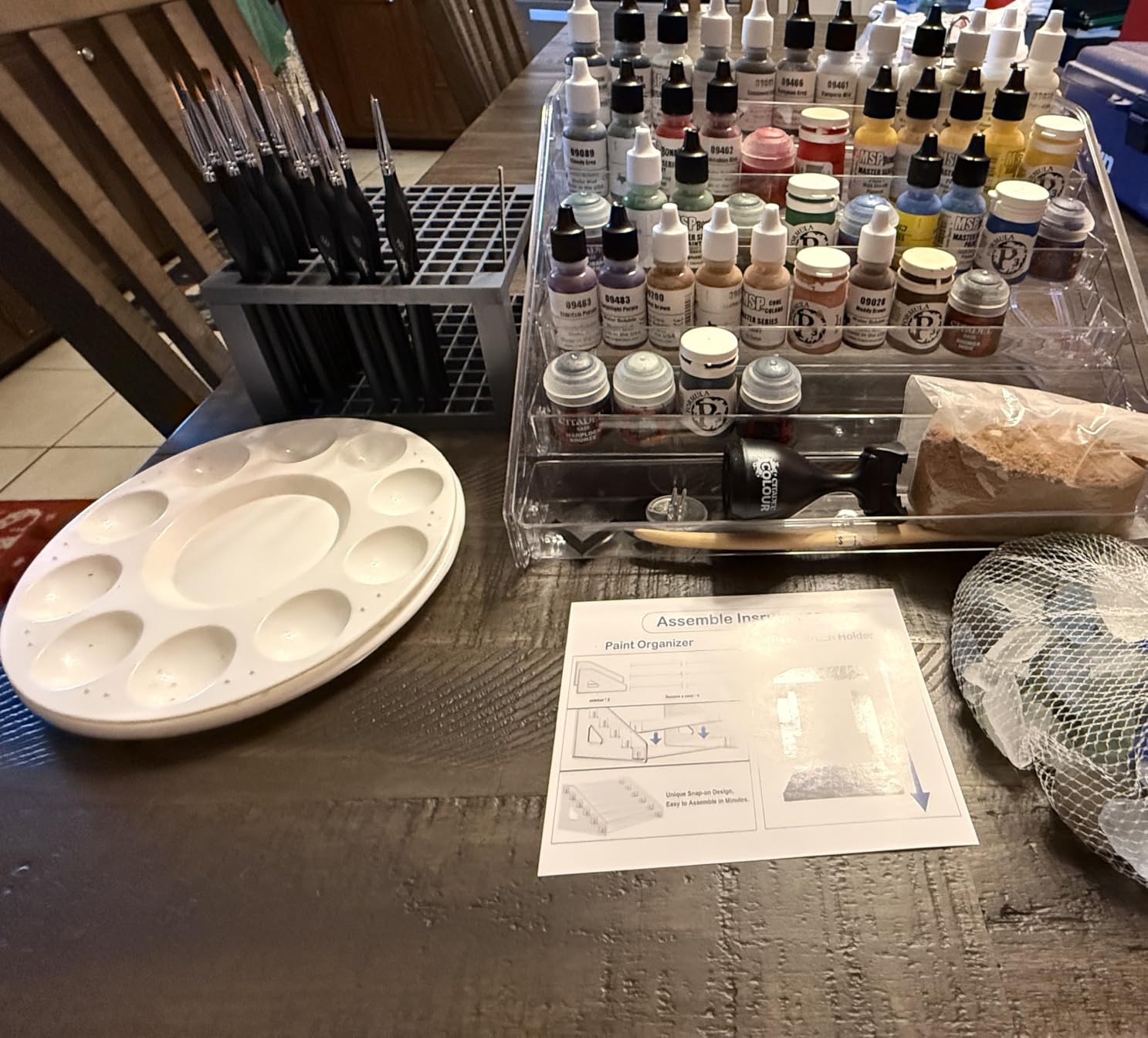 6-Layer Acrylic Organizer with Brush Holder, Easy Assembly Storage Rack for Craft, Hobby & Miniature Models, Light Can Holder, Gray customer photo 2