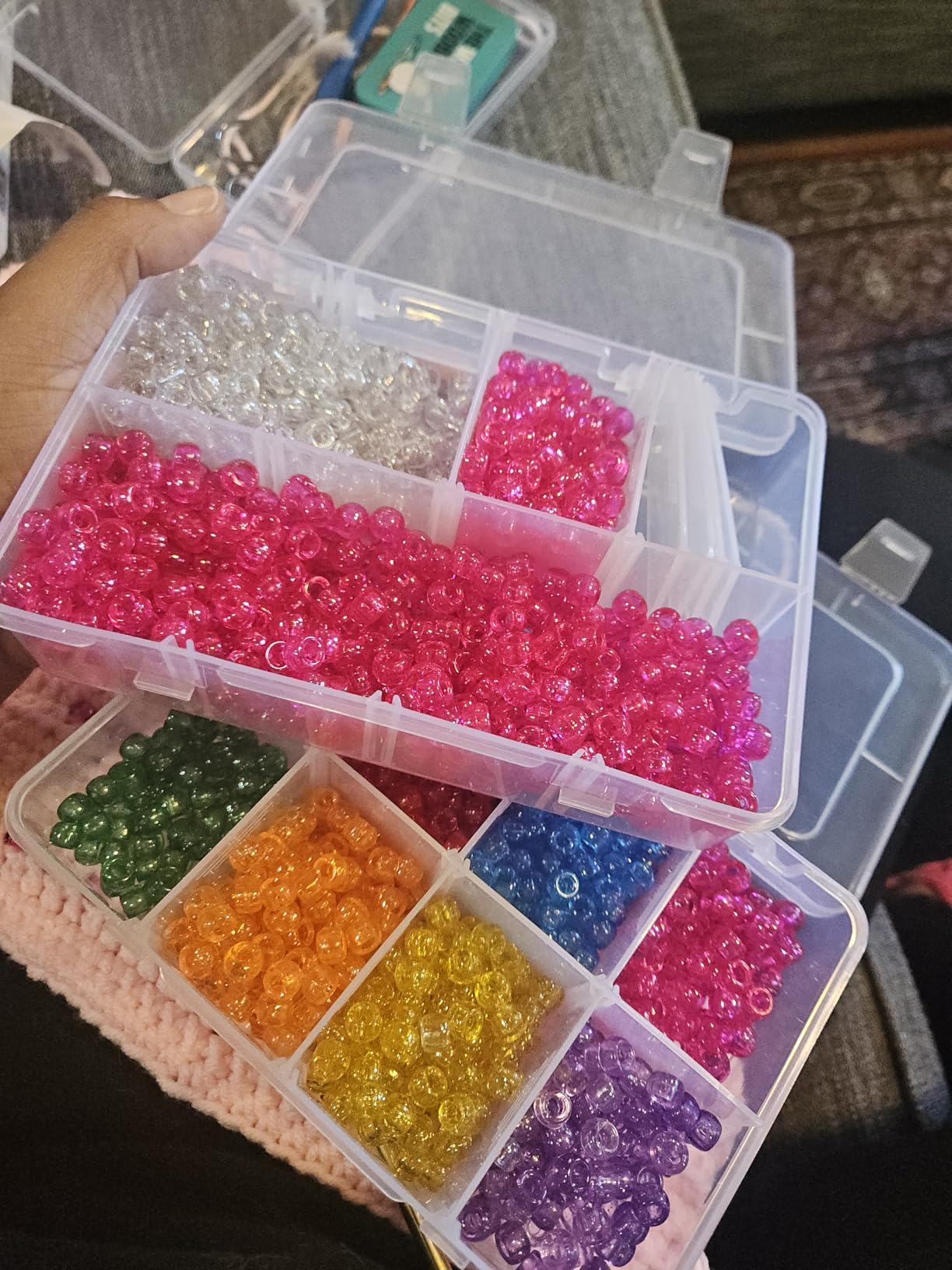 QUEFE 2 Pack 8 Grids Bead Organizers and Storage, Plastic Organizer Box with Removable Dividers Tackle Box Organizer for Candies Snacks Electronics Jewelry Small Parts customer photo 1