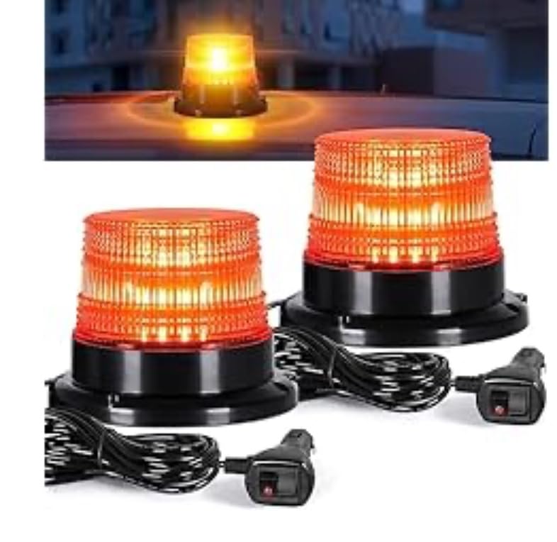 LINKITOM 2pcs LED Rotating Strobe Beacon Lights, 12V-24V Amber 40 LED Flashing Warning Safety Flashing Lights with Magnetic for Vehicle Forklift Truck Tractor Golf Carts UTV Car Bus customer photo 1