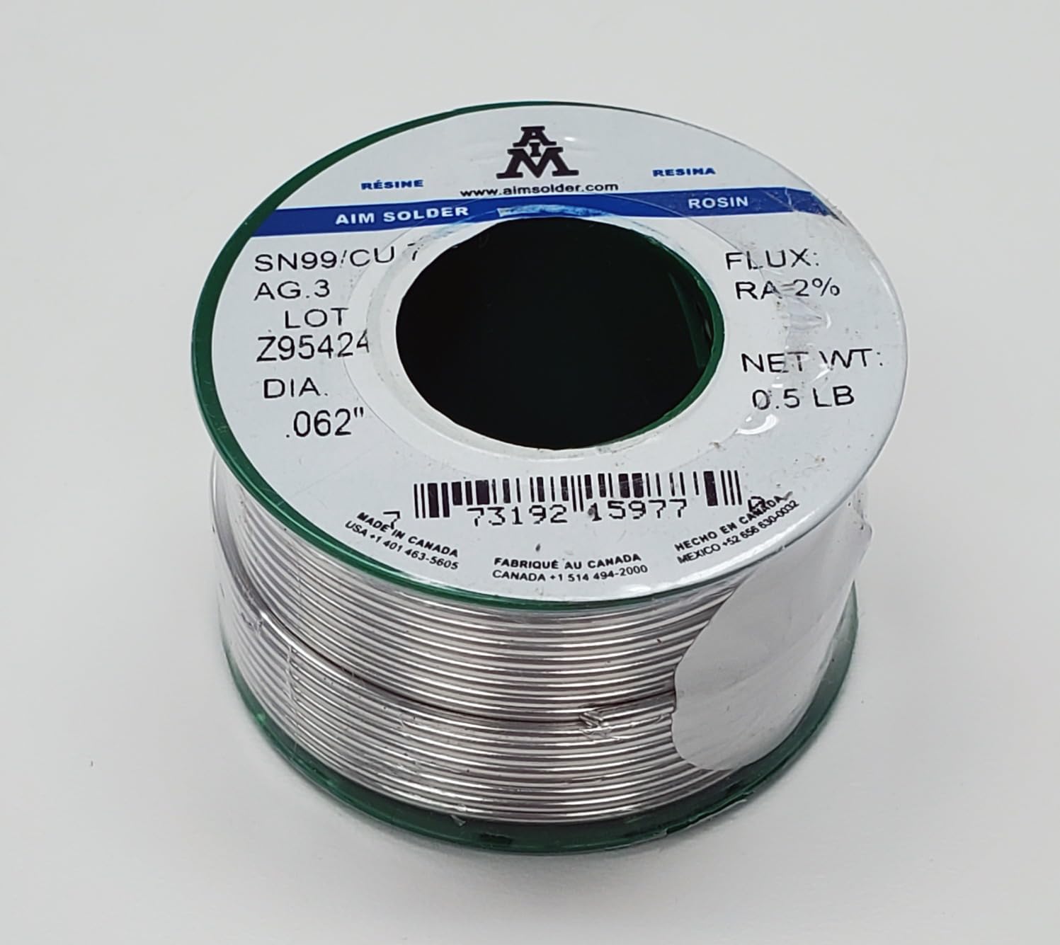 AIM Solder LeadFree Rosin Core Solder Wire Sn99 Ag0.3 Cu0.7 for Electrical Soldering 0.032inch, 0.25lb (0.8mm / 113g) customer photo 2