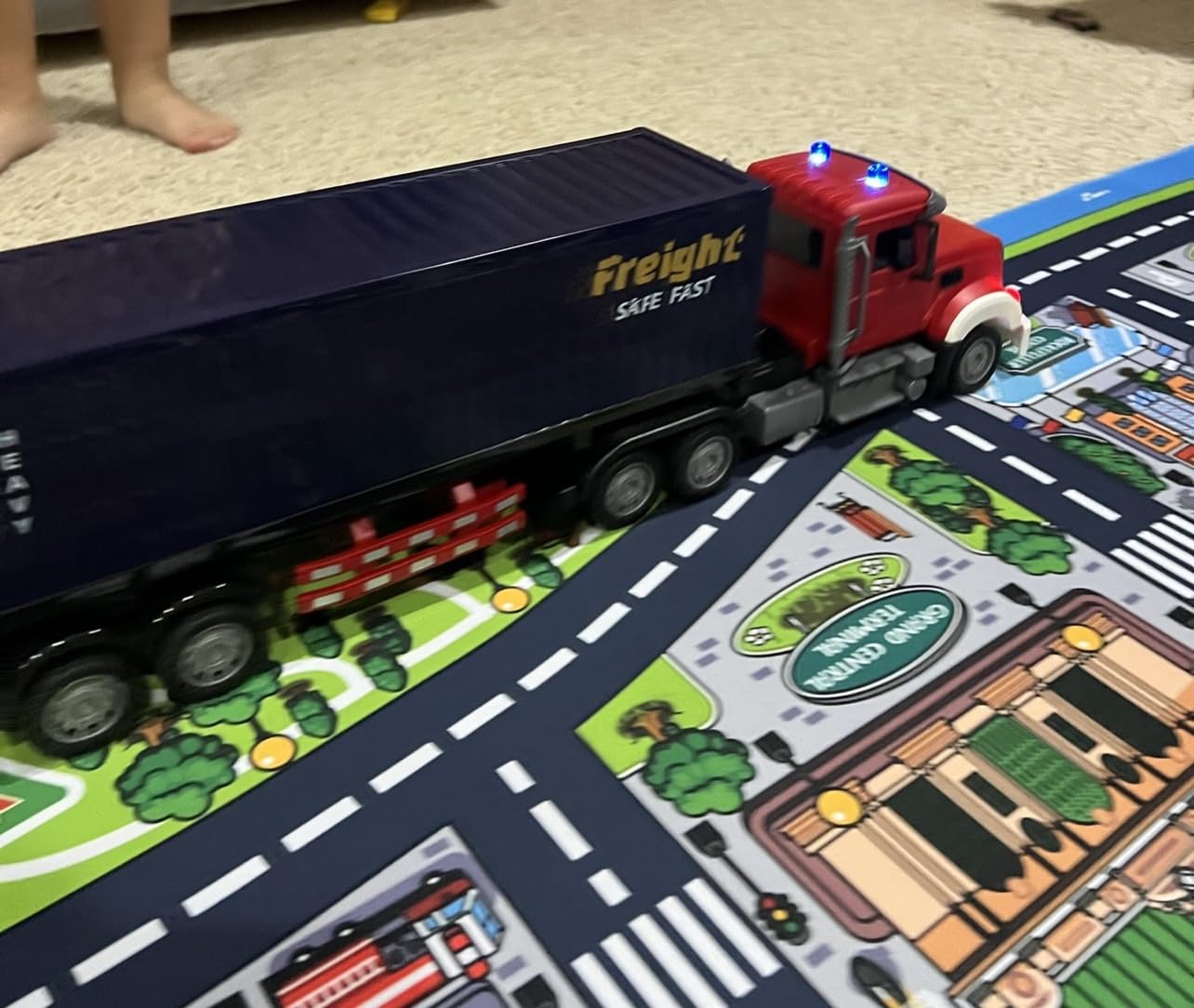 Mostop RC Semi Truck with Trailer - 22.5 Inch Remote Control Semi Truck Toy for Kids, 1:24 Scale Container Truck with 2 Batteries, Carrier Van Transport Vehicle with LED Light & Music,Great Gift customer photo 2