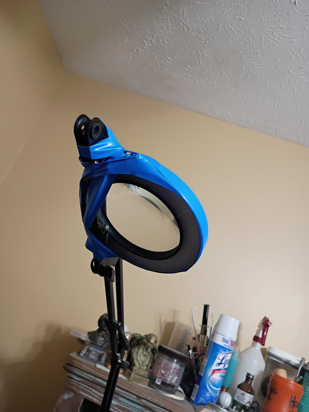 NOEVSBIG Magnifying Glass Desk Lamp with 3-Section Swing Arm and Big Clamp, Magnifying Glass with Light and Stand, 10X Wide Desk Magnifier Light for Reading/Office/Crafting/Close Work customer photo 1