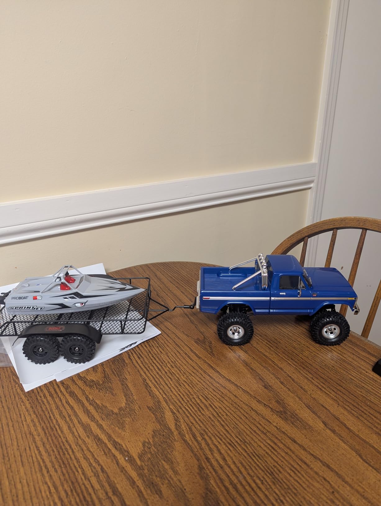 INJORA RC Trailer for Hauling Behind Car - Metal Hitch Mount Trailer for 1/18 RC Crawler TRX4M Defender Bronco K10 High Trail F150 customer photo 1