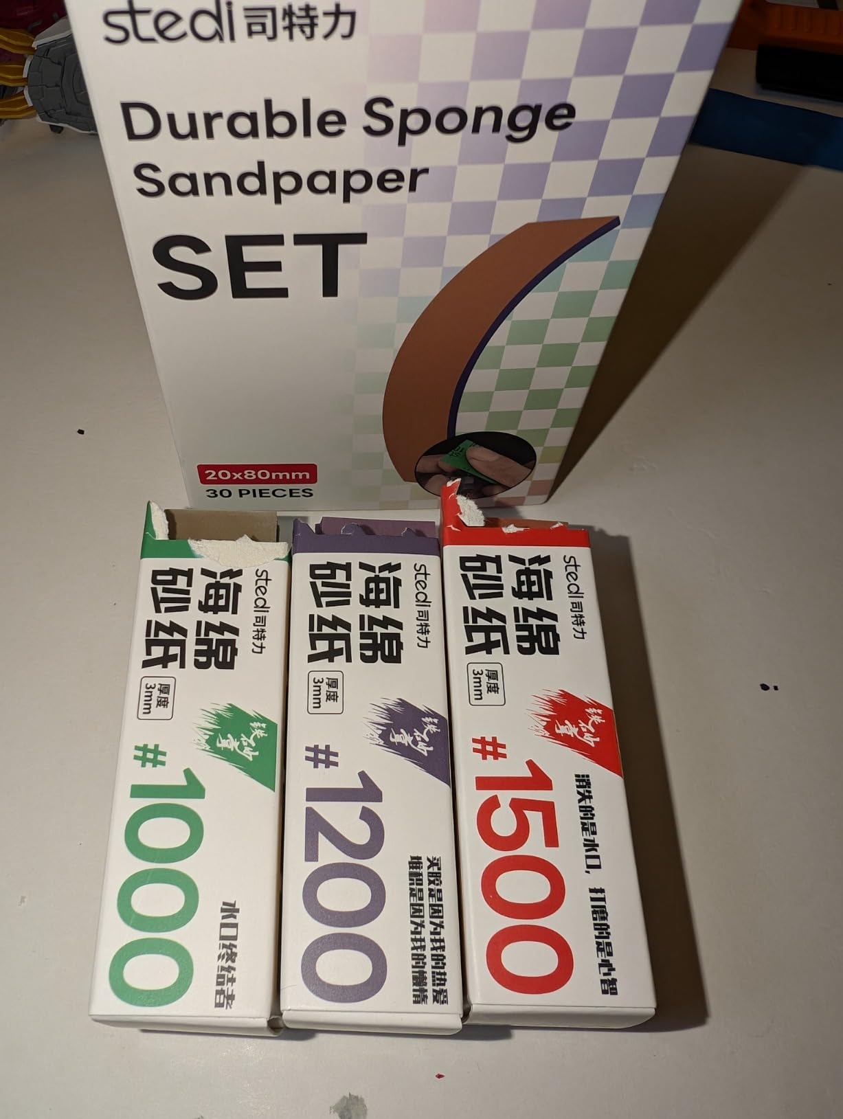 stedi Sanding Sponge for Model Gundam Building, Hobby Model Tools Hand Sanding Block Waterproof Wet Dry Reuse 400 to 1200 Grit Sandpaper, 30 Sheets customer photo 1