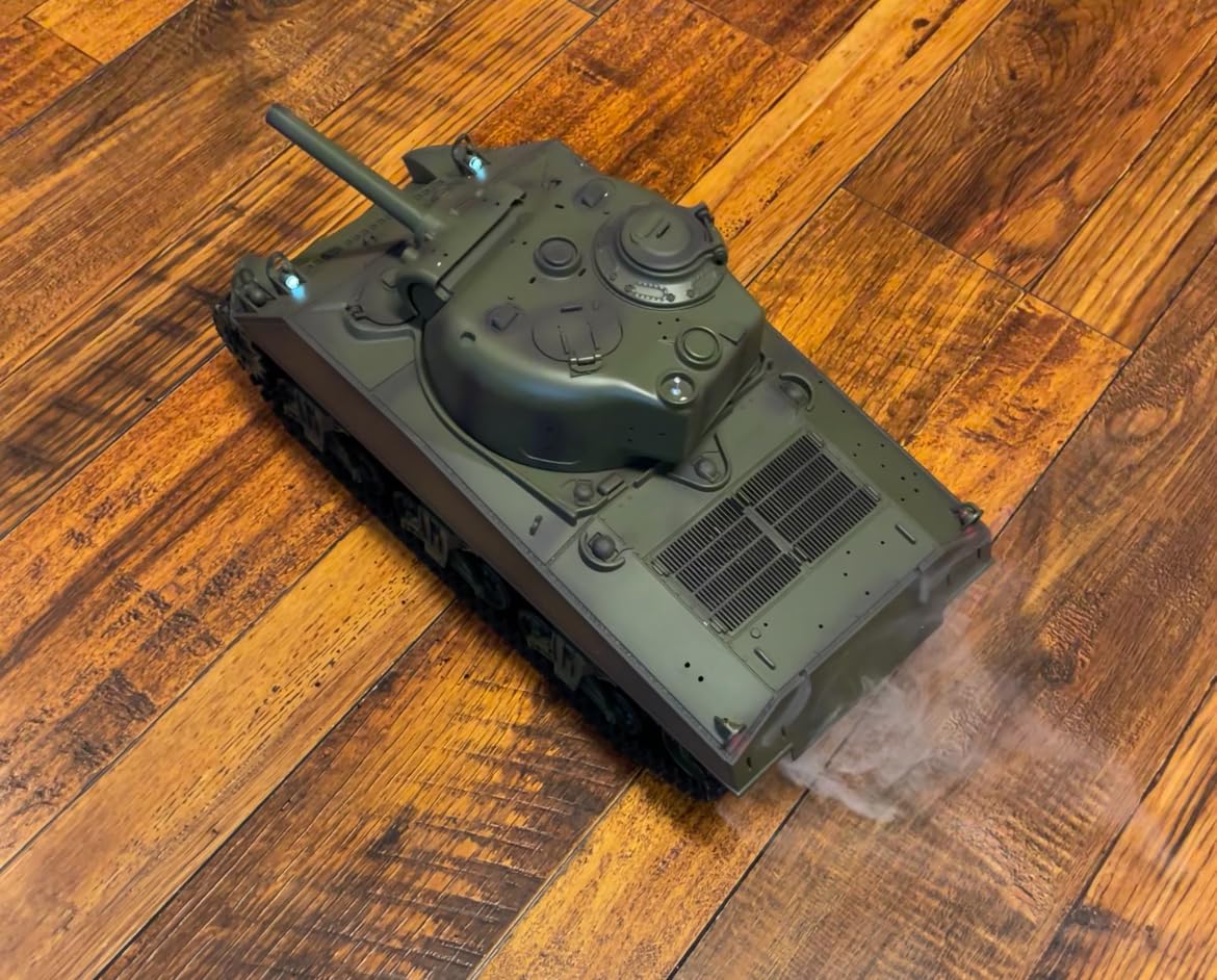 Heng Long US in Stock, 1/16 Customized Pro Version 7.0 M4A3 Sherman RC Tank 3898 Barrel Retractable Idle Smoking 360° Rotating Turret Infrared Combat Lifting Barrel Light Sound BB Shooting customer photo 1
