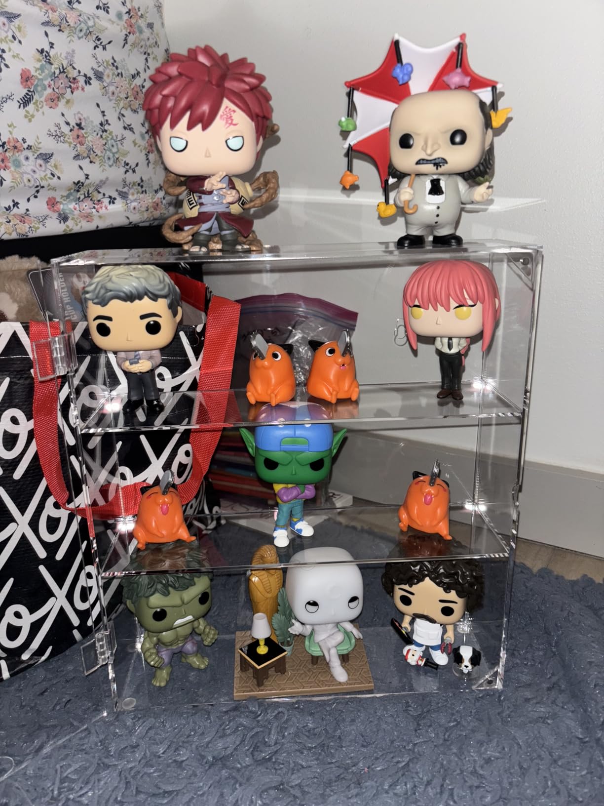 NIUBEE Acrylic Display Case, Clear Display Case for Funko Pop Figures, Wall Mounted or Desktop Dustproof Display Cabinet Box for Collectibles, Rock, Crystals, Mini Toys, Amiibo (2 Tiers) customer photo 2