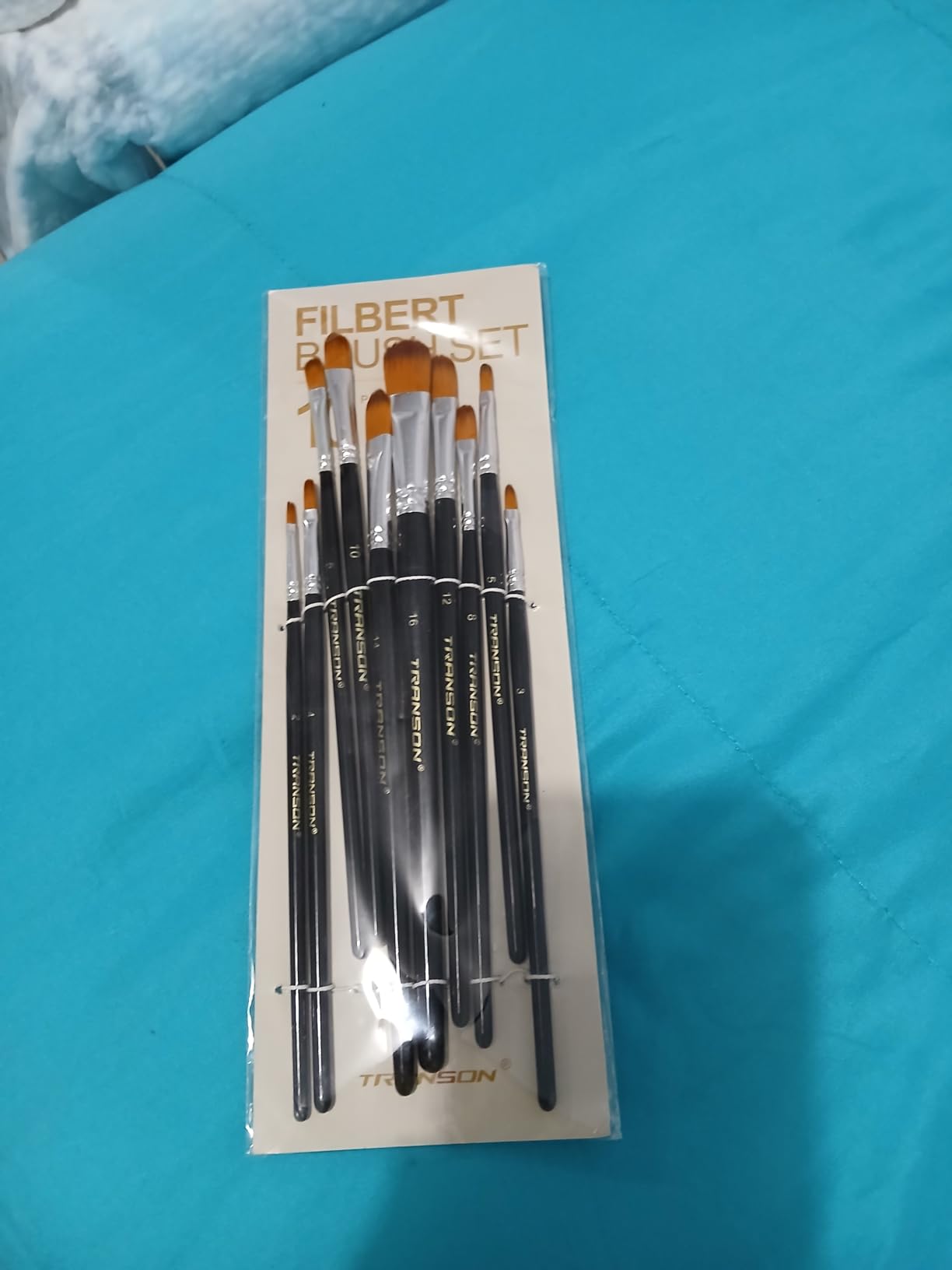 Transon Synthetic Filbert Paint Brush Set 10pcs for Acrylic Watercolor Gouache Art Painting and Body Craft Painting customer photo 1