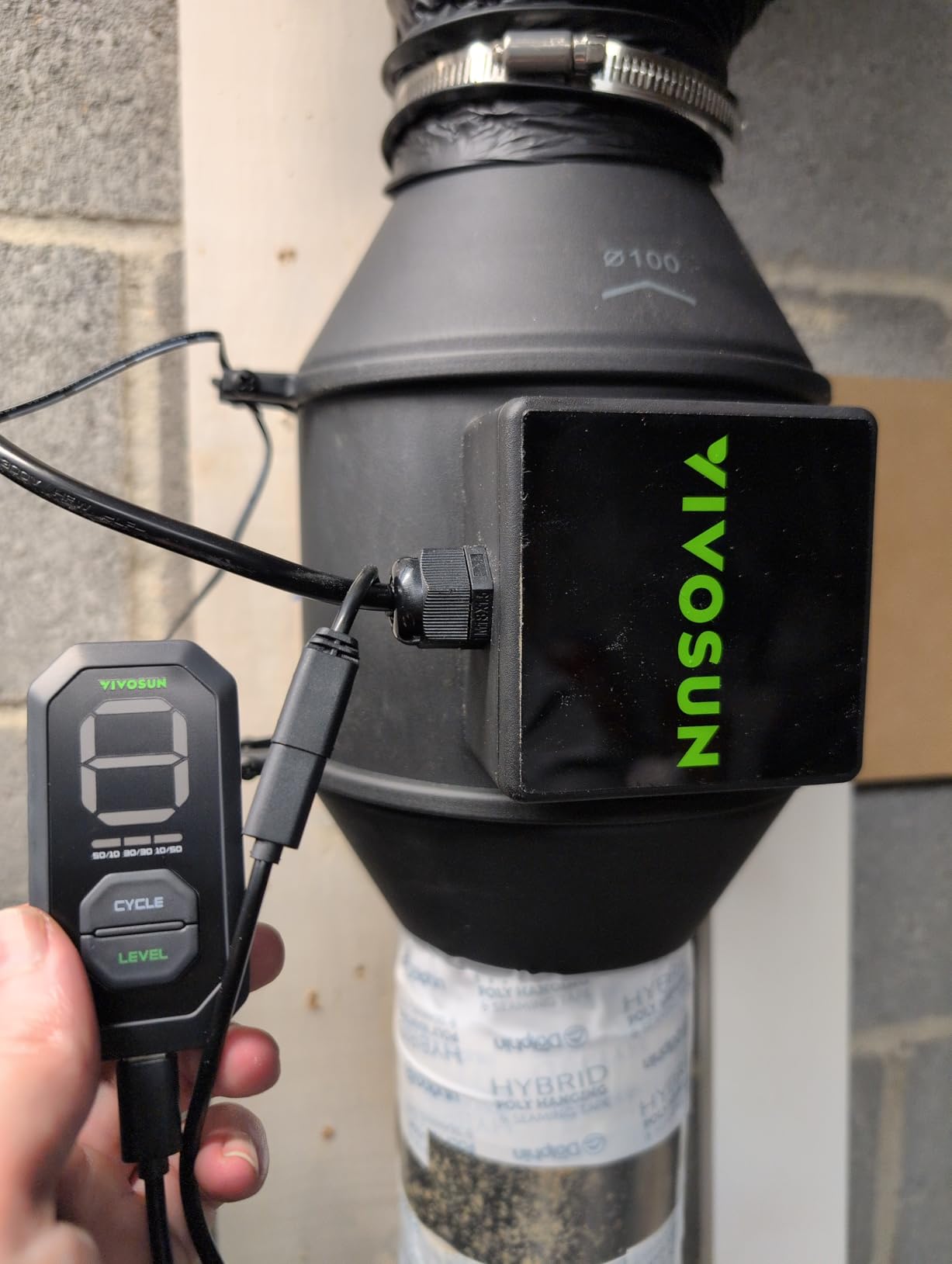 VIVOSUN Smart Air Filtration T4 Kit 4 inch, AeroZesh T4 Inline Duct Fan with E12 Speed Controller, Carbon Filter and 8' Ducting, Cooling and Ventilation System for Grow Tents, Indoor Gardening, Hydroponics customer photo 1
