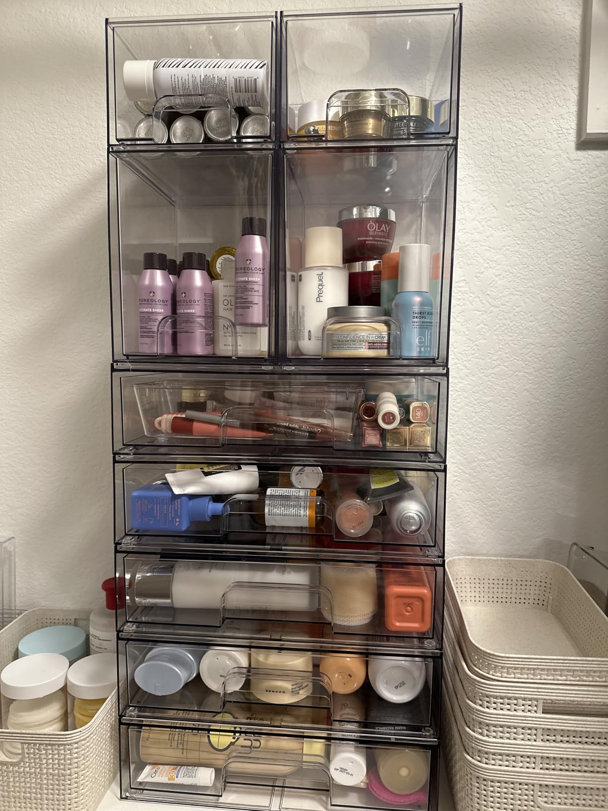 Vtopmart 12.1''W Clear Stackable Storage Drawers, 2 Pack Acrylic Plastic Organizers Bins for Makeup Palettes, Cosmetics, and Beauty Supplies, Ideal for Vanity, Bathroom, Cabinet, Desk Organization customer photo 2