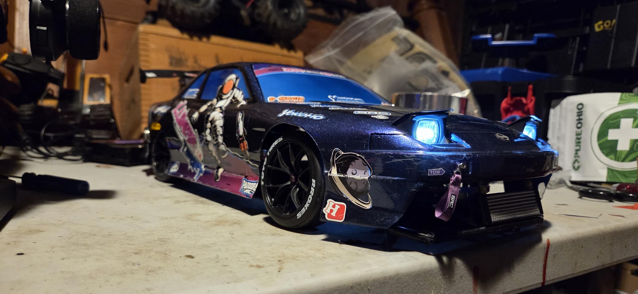 1/10 RC Drift Tires and Plastic Wheels Rims Rally Racing Tyres 12mm Hex for 1:10 Scale On Road Touring Street Car Tamiya Traxxas HPI KYOSHO XV02 XV01 TT01 TT02 PTG2 A959 4PCS (B Black) customer photo 2