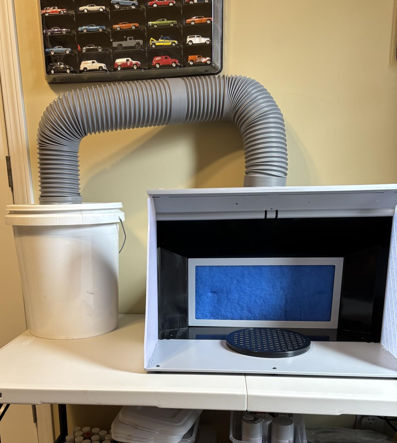 VEVOR Airbrush Spray Booth, Portable Hobby Airbrush Paint Spray Booth Kit with 4 LED Light, Powerful Dual Exhaust Fans, Turntable and 6 ft Extension Hose, for Painting Models, Arts, Crafts, Cakes customer photo 1