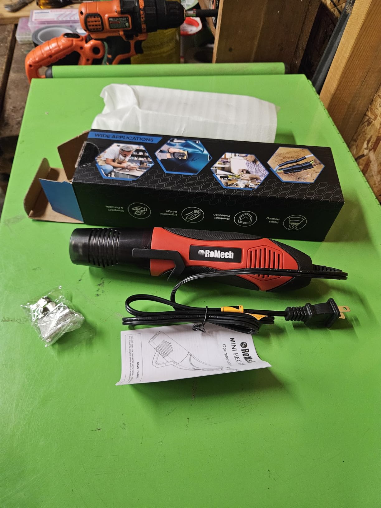 ROMECH 350W Heat Gun with 2 Nozzles, Dual Temp Heat Gun 400°F-660°F, Fast Heat Hot Air Gun with Overload Protection for DIY Craft Embossing Shrink Wrapping customer photo 2