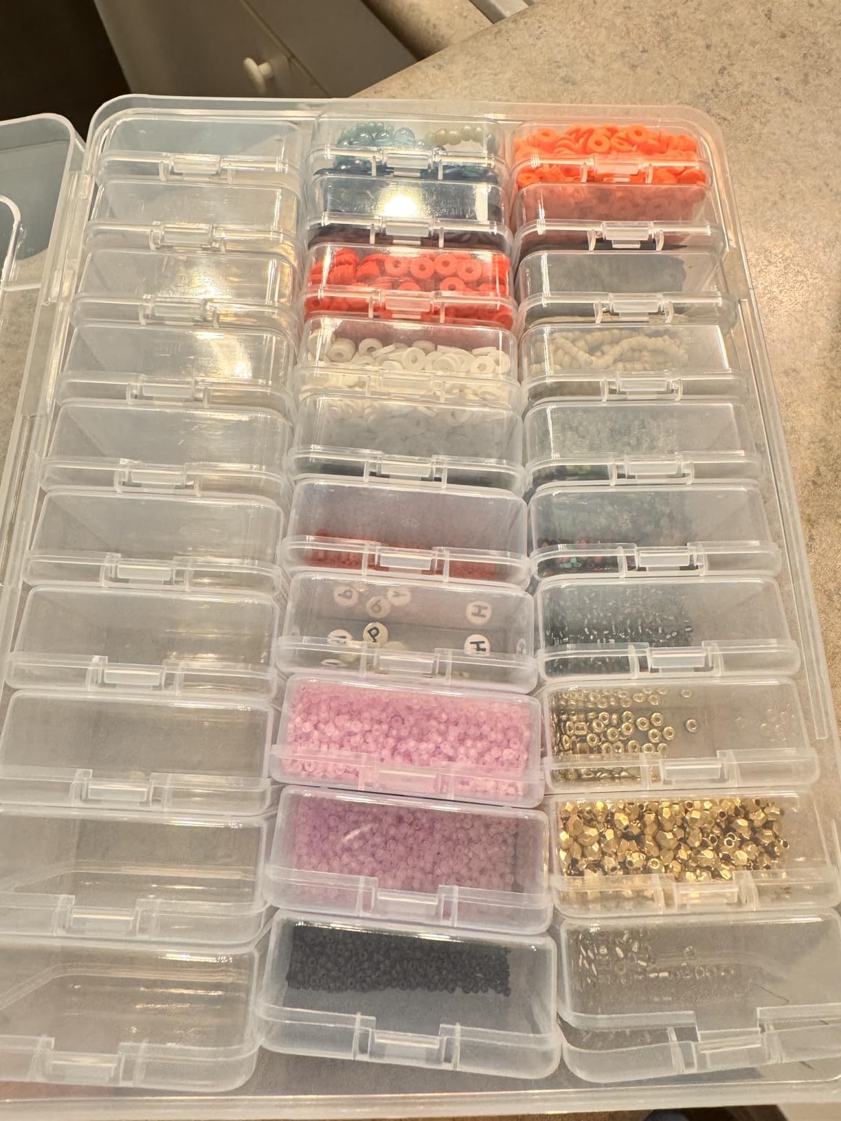 Mathtoxyz Bead Organizer Box, 31Pcs Small Beads Organizers and Storage Plastic Cases Mini Clear Diamond Storage Containers Boxes with Hinged Lid and Rectangle for Bracelet Making DIY Jewelry Craft Nail customer photo 1