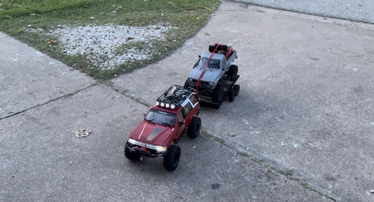 AMK RC Trailer, 1/10 Scale Trailer, Metal 1/10 RC Trailer with RC Trailer Hook Coupler and 1/10 RC Kinetic Winch Strap for 1/10 RC Crawler SCX10 TRX6 Redcat GEN8 TRX4 Upgrades customer photo 2
