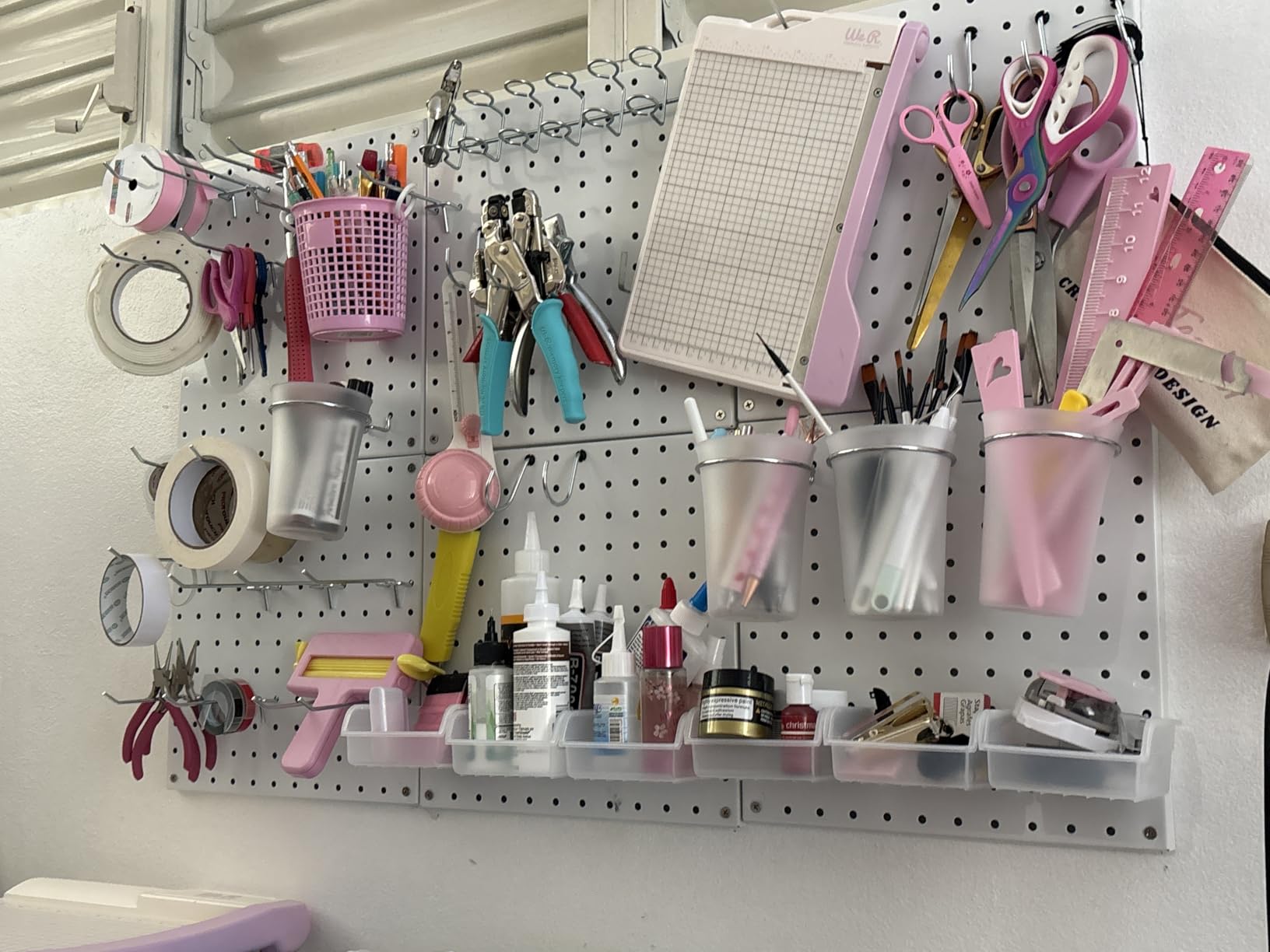 FZK Peg Board Wall Organizer Kit. Heavy Duty, 82PCS Metal Pegboard, Black, 36 * 24 customer photo 1