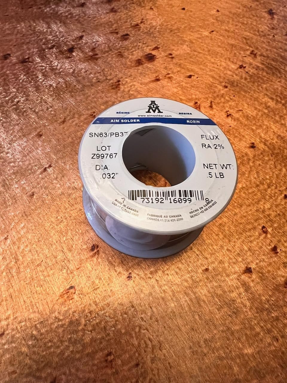 AIM Solder 63-37 Tin Lead Rosin Core Solder Wire for Electrical Soldering 0.032inch, 0.5lb (0.8mm / 227g) customer photo 1