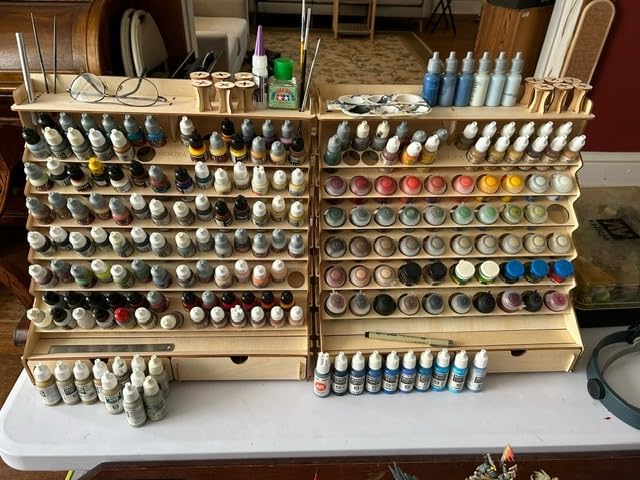 Craft Paint Storage-Modular Paint Organizer - Holds 105 Bottles of Vallejo, 14 Brushes, 2 Cabinets, and Miniature Stands - Art Tool Storage Rack for Miniature Set customer photo 1
