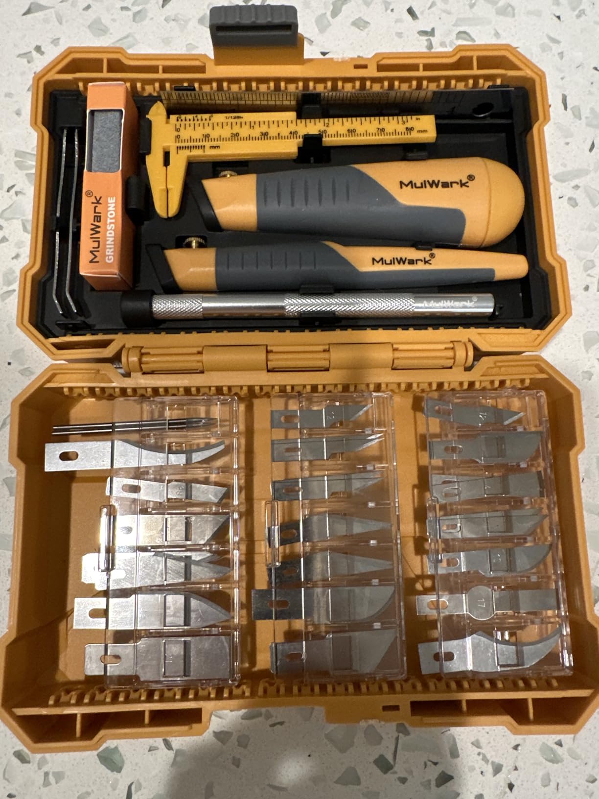 MulWark 41-Piece Precision Hobby Knife Set - Exacto Knife Set For Modeling - Craft Knife Handle Customized With Chiseling, Stencil Edge And Fine Point Blades With Sharpening Stone And Steel Ruler customer photo 1