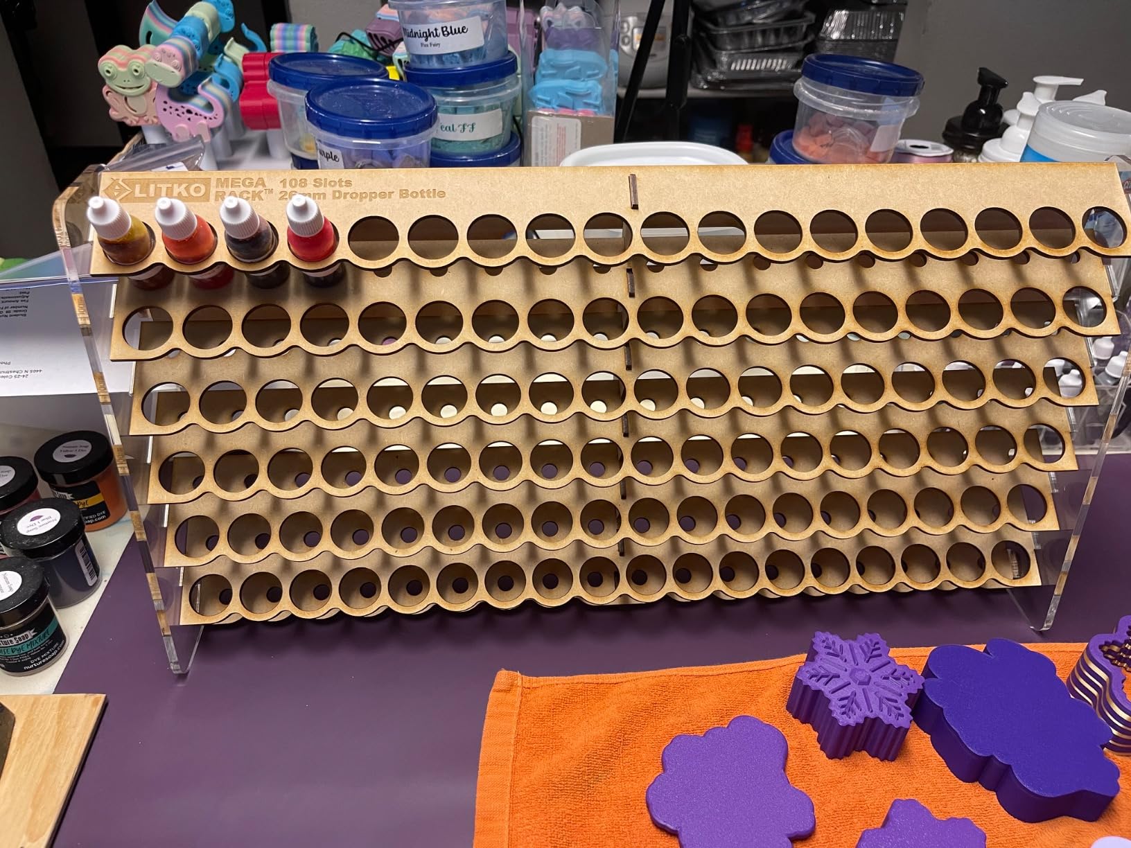 LITKO Paint Organizer Storage Rack | Miniature Model Hobby Paint Holder Caddy Stand | 18mL Dropper Bottle Shelf | Wall Mount | Portable | Compatible with Vallejo and Army Painter (108 Holes) customer photo 1