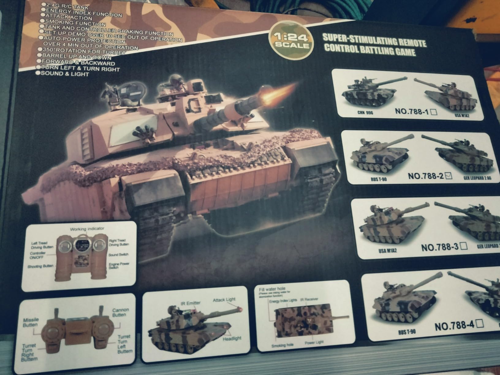 Supdex 1/24 RC Battle Tank Set, Remote Control Russian T90 and German Leopard II Tank Model That Shoots for Kids and Adults, 2.4Ghz Army Toy for Boys 6+ Year Old with Smoke, Sound Effects and Lights customer photo 5