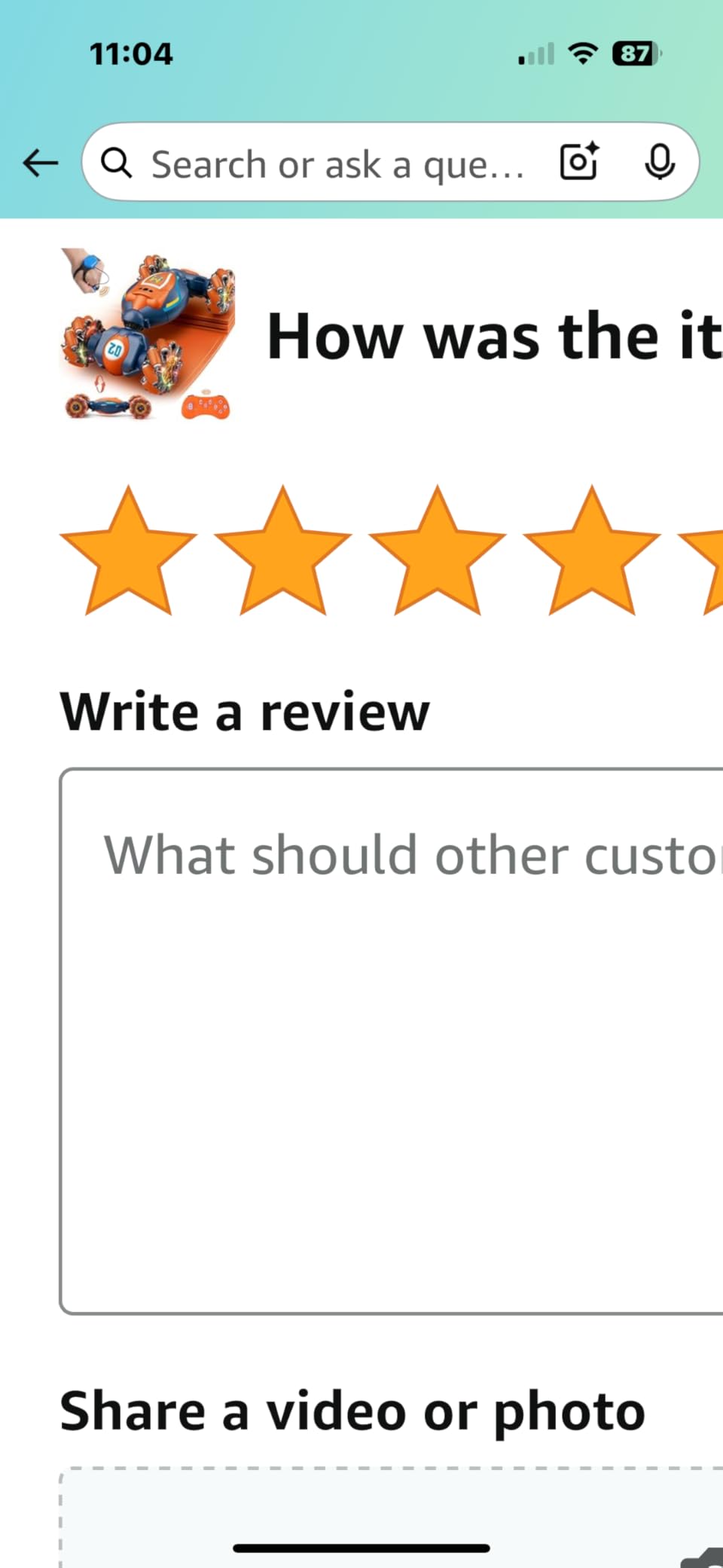 Gesture Sensing RC Stunt Car - Boys Girls Toys Age 6-8-12, 4WD Hand Controlled Remote Control Twist Car with Light & Music, Cool Birthday presents and Ideas Gifts for Kids Age 6 7 8 9 10 11 12 YearsOld customer photo 1