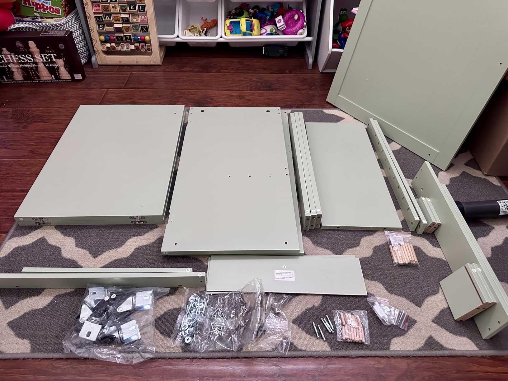 Best Choice Products Folding Sewing Table Multipurpose Craft Station & Side Desk with Compact Design, Wheels, Shelves, Storage Trays, Pegs, Magnetic Doors, Metal Doorknobs - Light Green customer photo 2