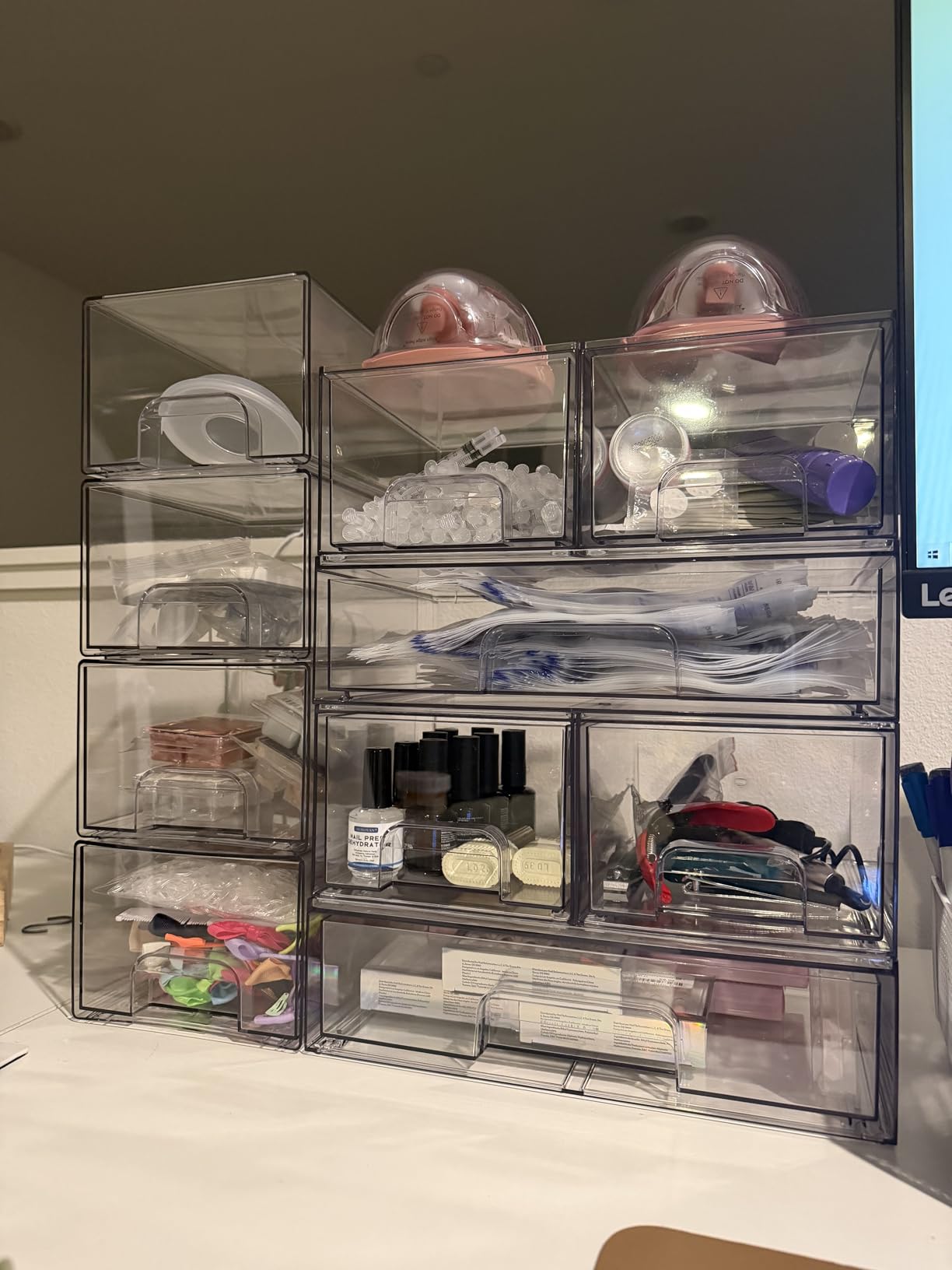Vtopmart Stackable Storage Drawers Set of 6, Clear Plastic Organizer Bins for Bathroom Supplies, Ideal for Cabinet, Shelf, Pantry, Laundry Room Organization customer photo 1