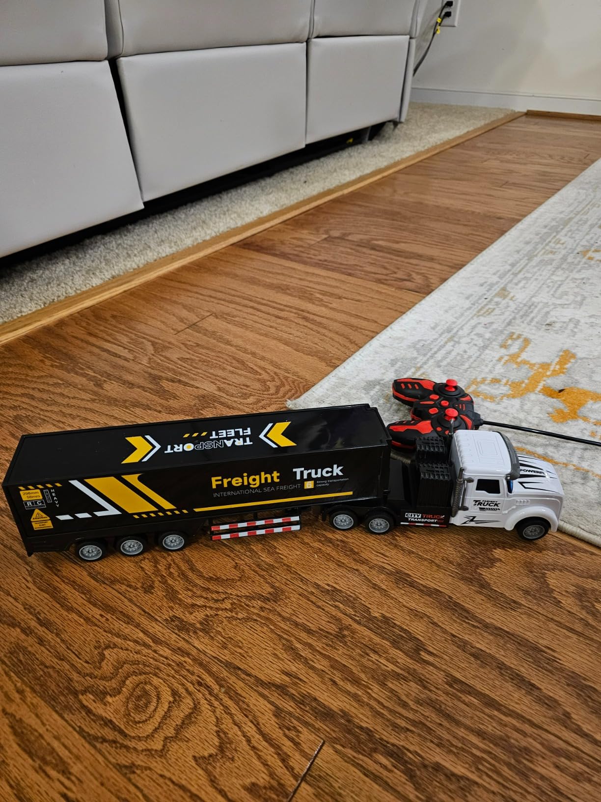 RC Semi Truck Toy for Kids - 1:32 Remote Control Carrier Van Transport Car, 17.3
