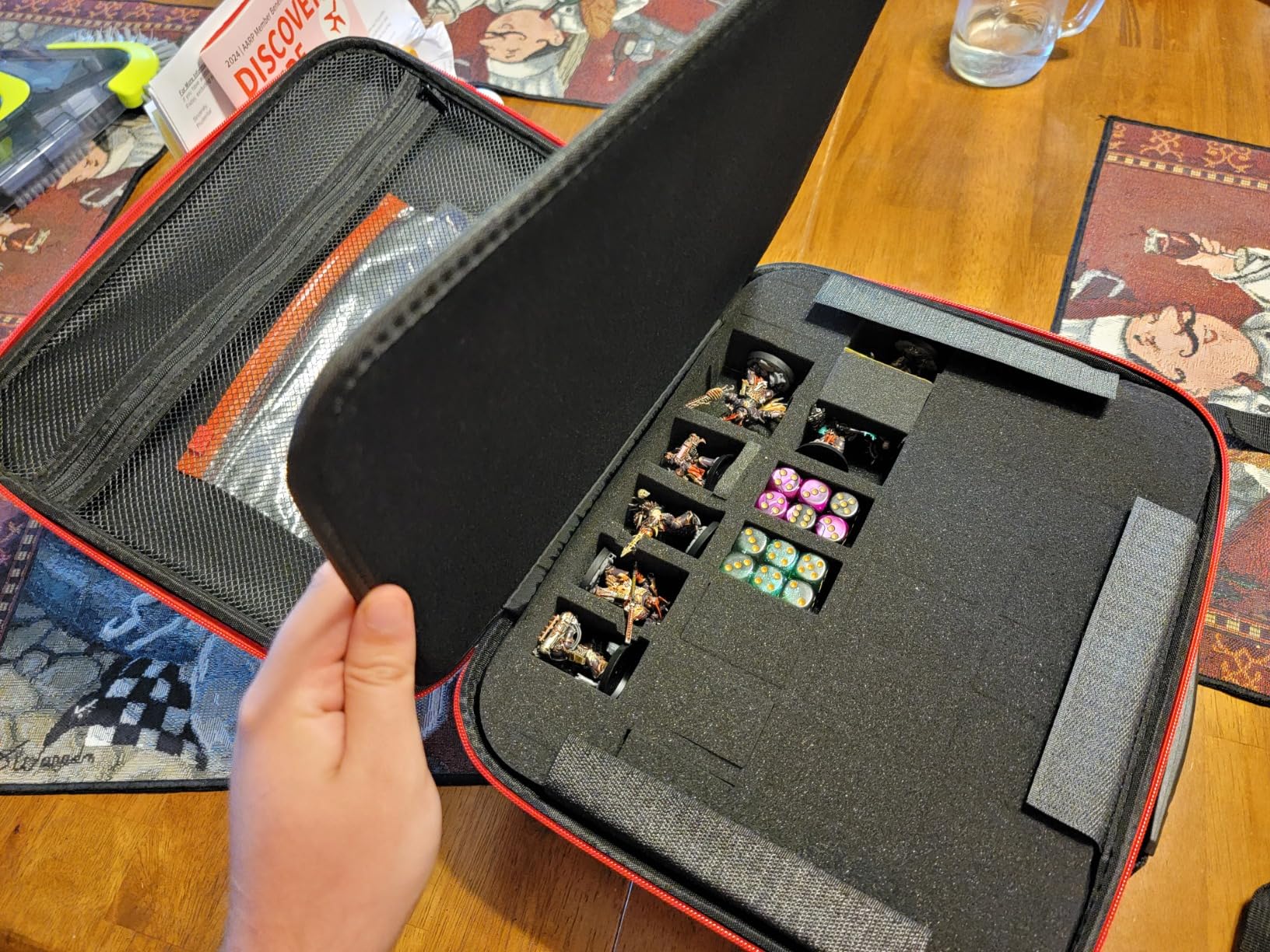 Miniature Storage Carrying Case -64 Slot Storage Case with 2 Impact-Absorbing Foam Trays For 32mm 40k, DND and More,case with Adjustable Shoulder Strap and zippered pocket. (64 Slot) customer photo 2