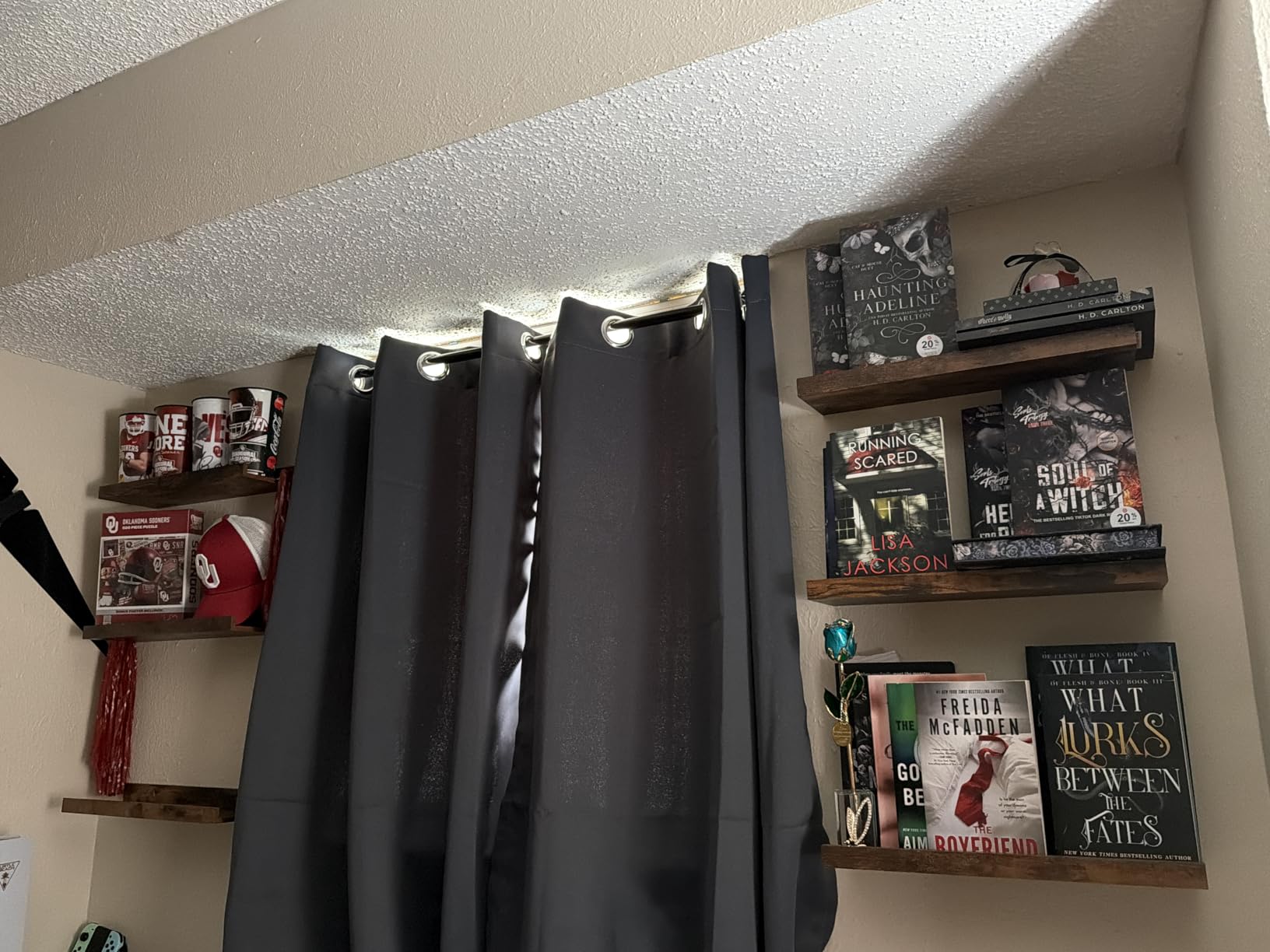 upsimples Floating Shelves for Wall, Wall Shelves for Decor Storage Set of 6, Wall Mounted Wood Shelf for Bedroom, Living Room, Bathroom, Kitchen, Picture Ledge Shelf, Brown customer photo 1