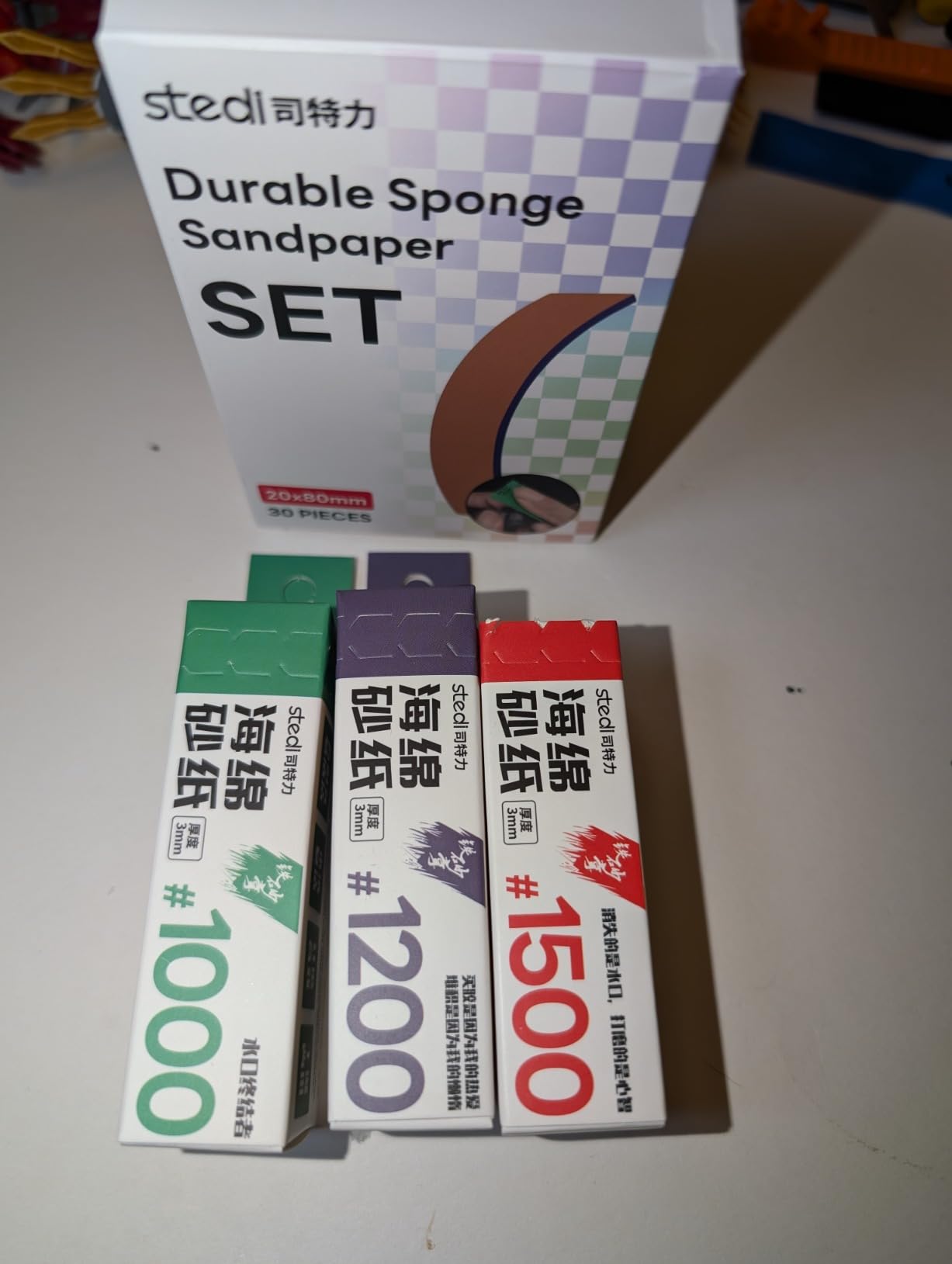 stedi Sanding Sponge for Model Gundam Building, 3mm Hobby Model Tools Hand Sanding Block Waterproof Wet Dry Reuse #400#600#800 Grit Sandpaper, 30 Sheets customer photo 2
