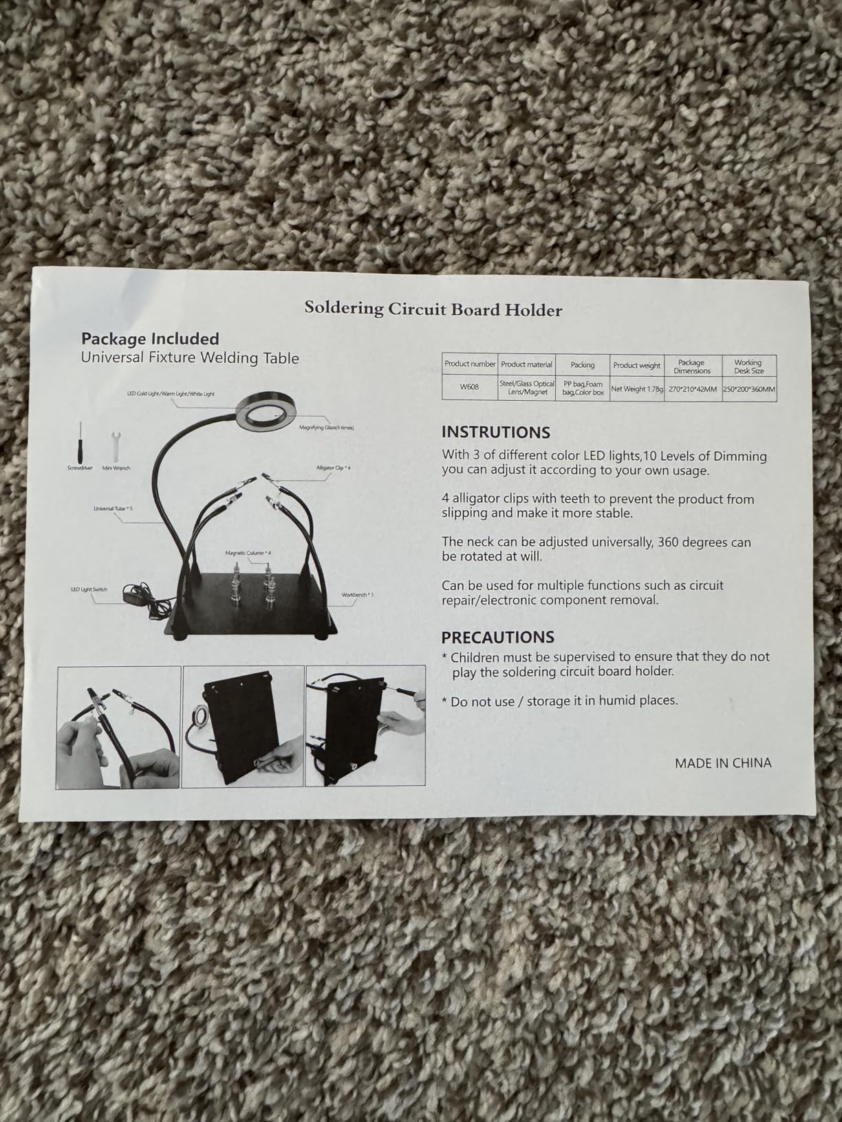 Helping Hands Soldering Magnifying Glass, Upgrade Soldering Station with 3X LED Magnifying Lamp, Metal Circuit Board Holder, 4 Flexible Metal Arms Heavy Duty Base Electronic Repair Tool for Soldering customer photo 1