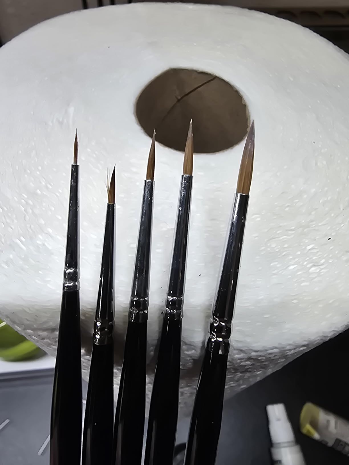 Kolinsky Sable Miniature Watercolor Brushes, Fuumuui 5pcs Professional Small Detail Paint Brushes for Watercolor Gouache Ink and More - Round #00000, #00, #0, #1, #3 customer photo 2