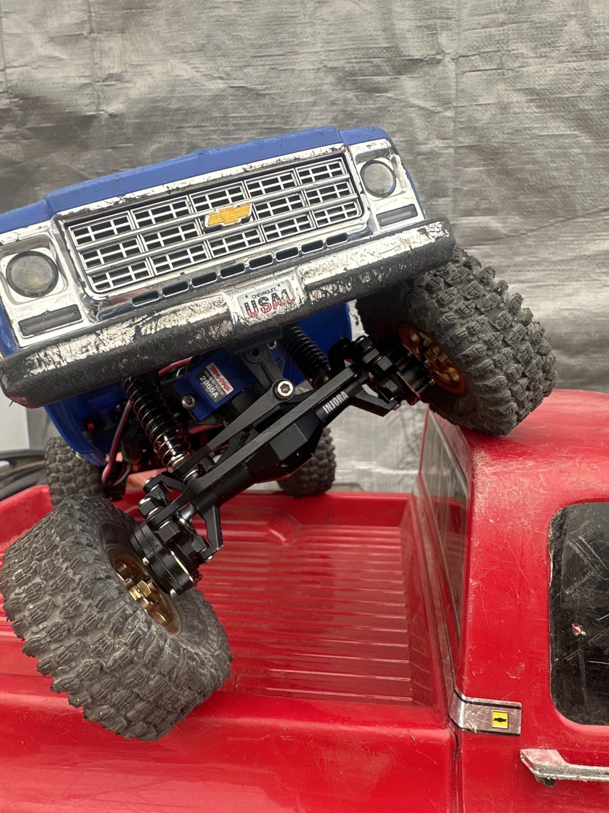 INJORA +5mm Diamond Portal Axles with Lay Down Servo Mount & Links for 1/18 RC Crawler TRX4M Upgrade(Black) customer photo 1