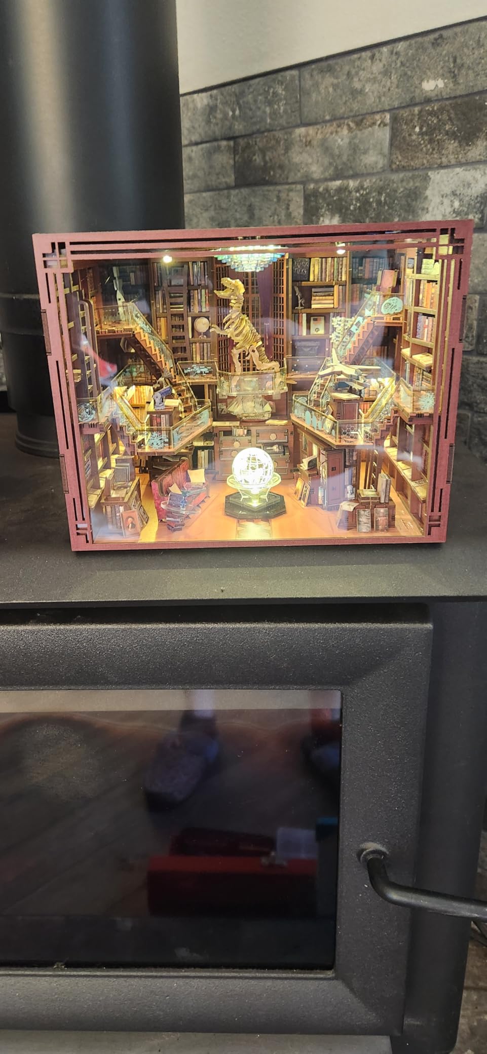 DIY Book Nook Kit, Miniature Dollhouse Booknook Kit, 3D Wooden Puzzle Bookend Bookshelf Insert Decor with LED Light for Teens and Adults (Beyond Library Max) customer photo 1