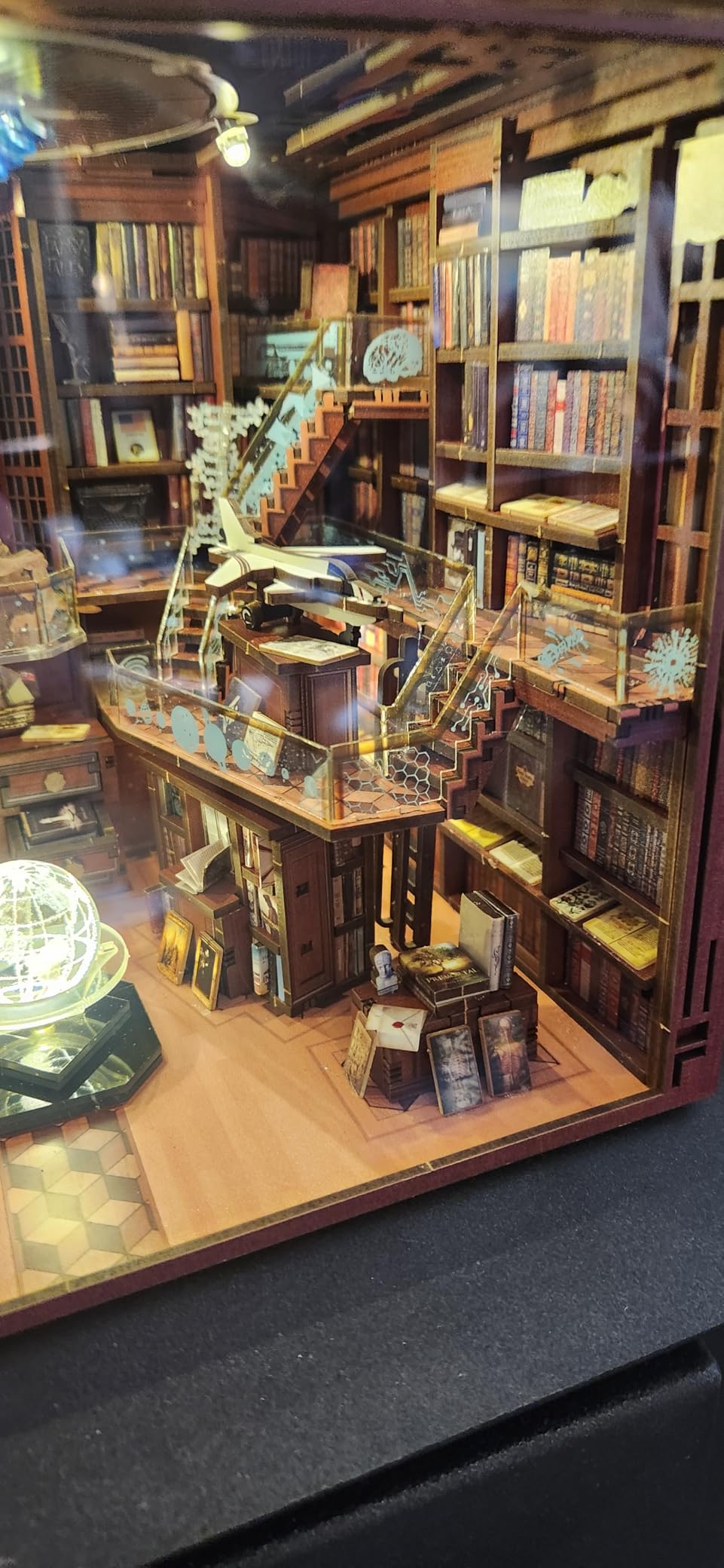DIY Book Nook Kit, Miniature Dollhouse Booknook Kit, 3D Wooden Puzzle Bookend Bookshelf Insert Decor with LED Light for Teens and Adults (Beyond Library Max) customer photo 2