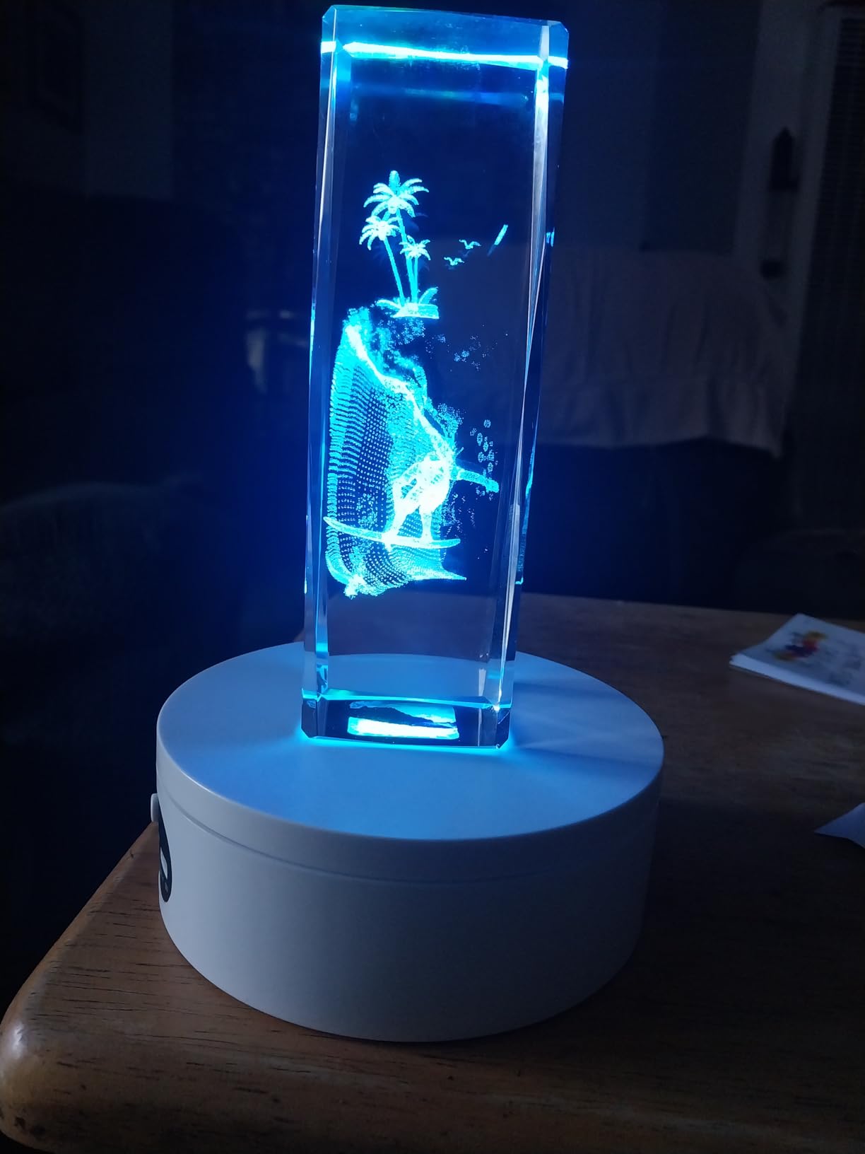 YVV LED Rotating Display Stand, Lighted Base-Crystal Glass Art, 360 Degree Automatic Mute Rotating Turntable, Motorized Display Stand with Colorful Lights, Tumbler Supplies Spinner 4.72in customer photo 1