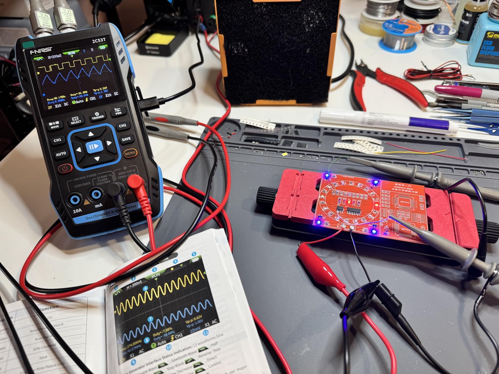 FNIRSI 2C53T Upgraded Handheld Oscilloscope, 50MHz Bandwidth, 3IN1 Digital Oscilloscope Multimeter DDS Generator, 250MS/s Sampling Rate, 19999 Counts, Voltage, Current, Capacitor, Resistor, Diode Test customer photo 2