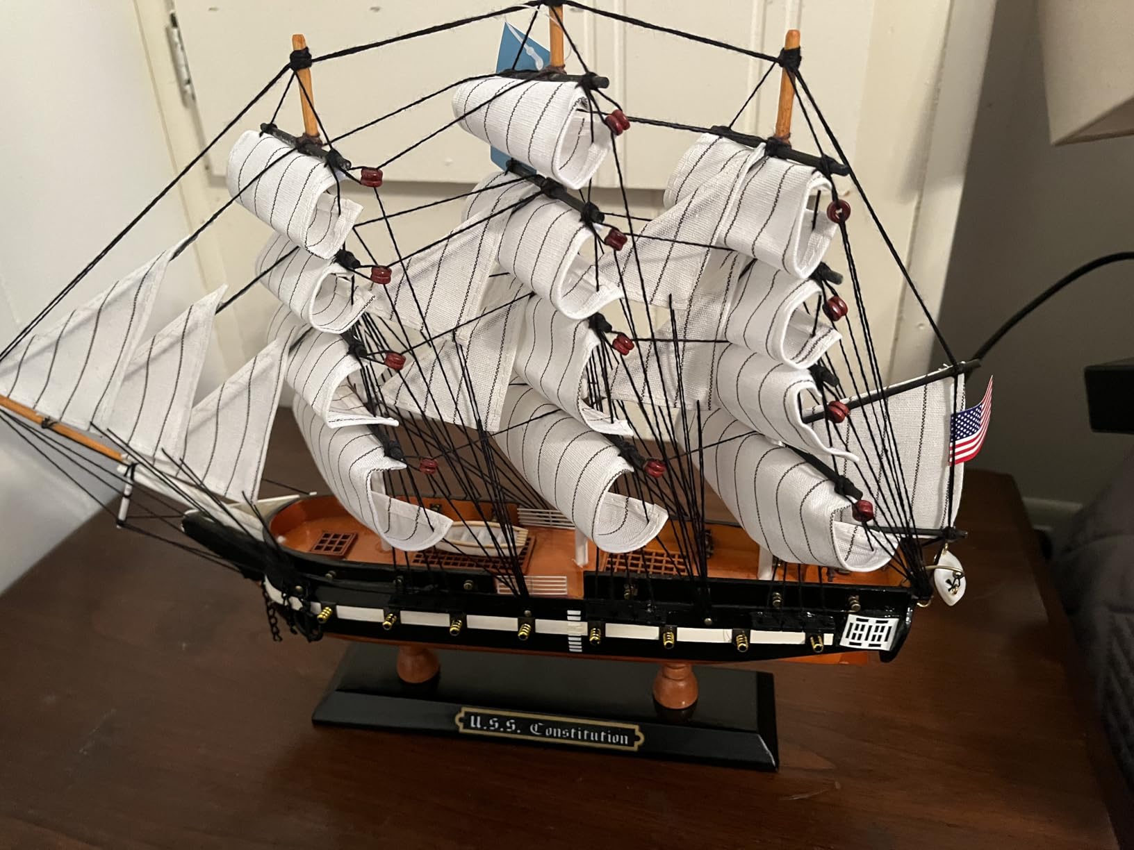 SAILINGSTORY Wooden Model Ship USS Constitution 1/155 Scale Replica Ship Model Sailboat Decor customer photo 2