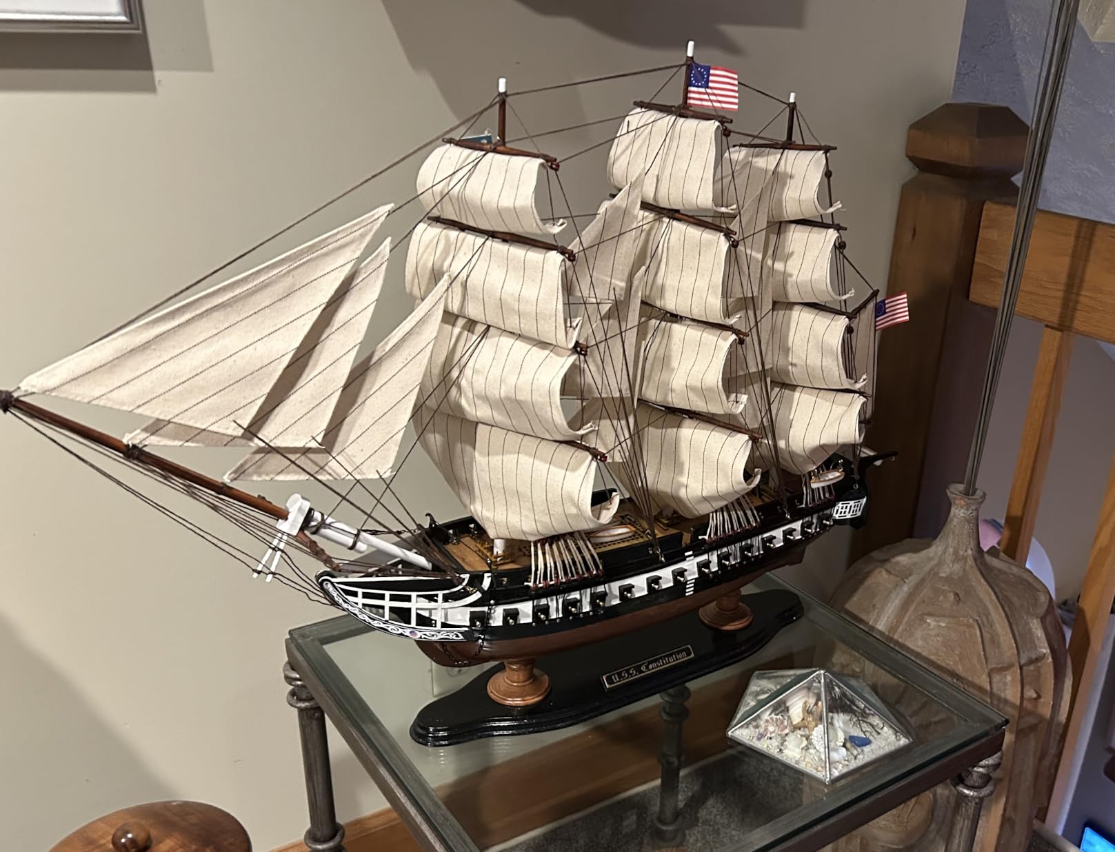 SAILINGSTORY Wooden Model Ship USS Constitution 1/95 Scale Replica Frigate Sailing Warship Model Sailboat Decor customer photo 2