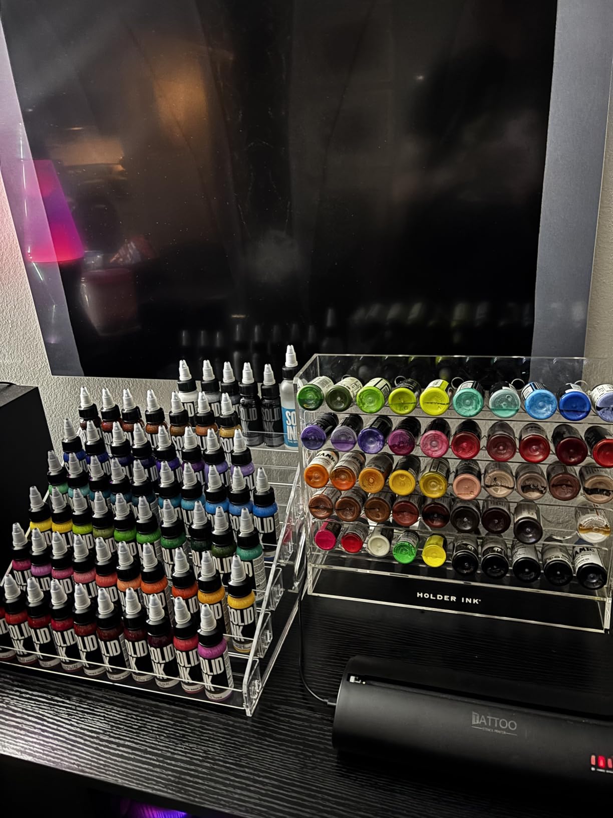 Acrylic Paint Organizer (7 Tier), Painting Bottle Holder, Clear Nail Polish Holder Rack Shelf, Acrylic Paint Storage Organizer, Craft Holder Rack for Alcohol Inks and Food Coloring (Black Clear) customer photo 1