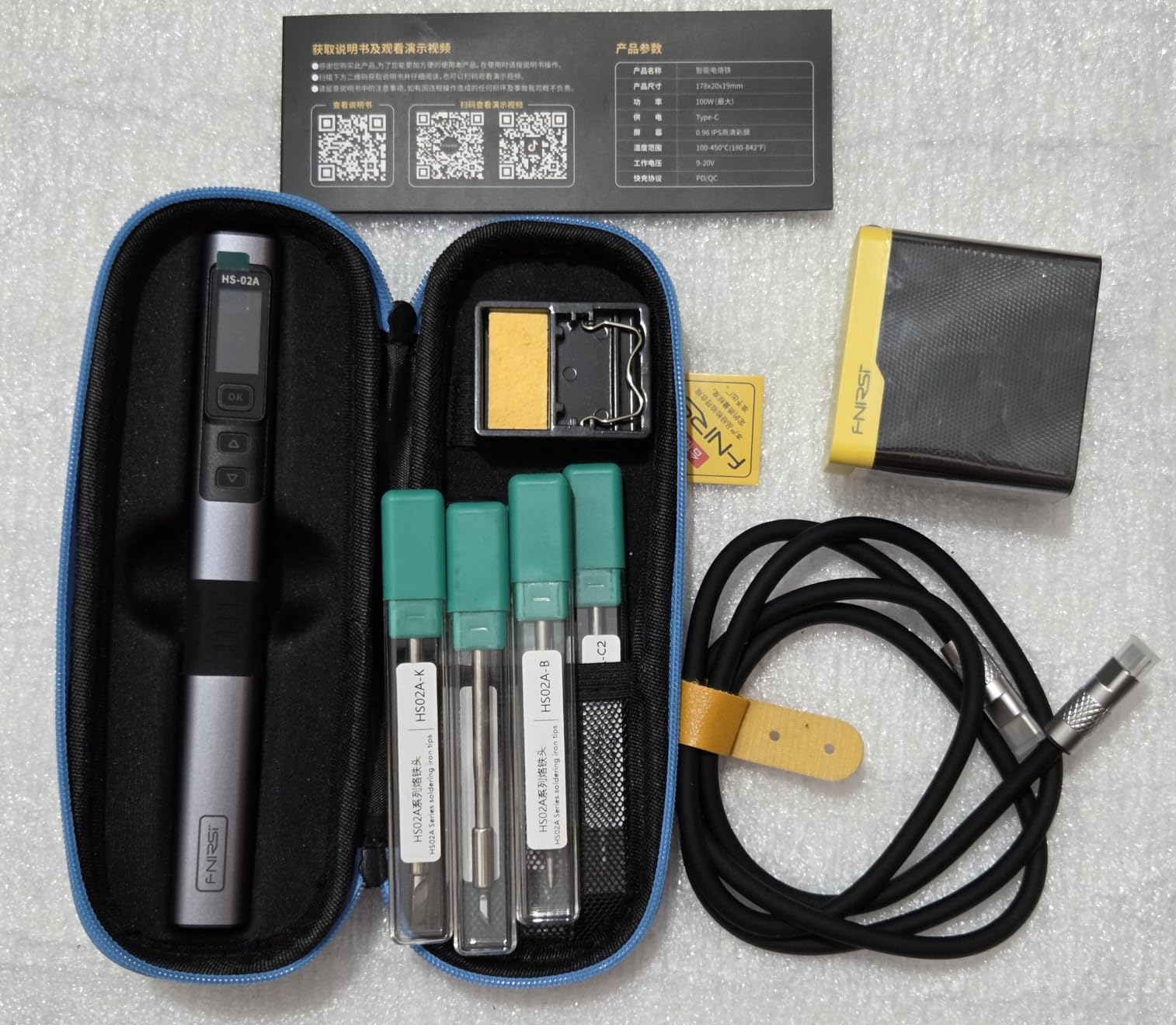 FNIRSI HS-02A 100W Portable Corded Soldering Iron Kit, 3S Fast Heating, 212-842℉, Pre-set 3 Groups Temperature, 6 F245 Soldering Tips, Smart Digital Soldering Iron Pen Tool for Electronics Repair customer photo 1