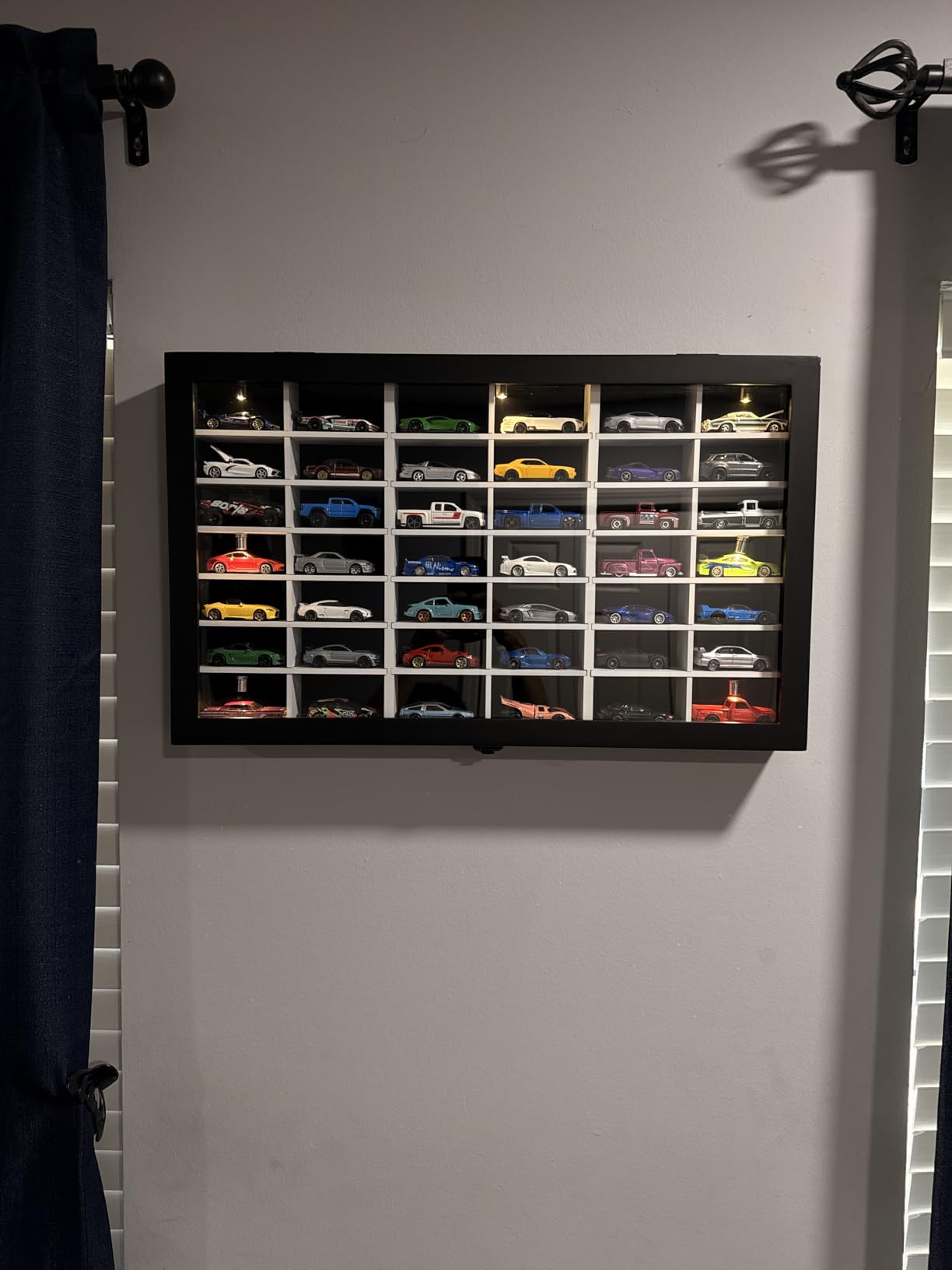 1/64 Diecast Toy Car Display Case Model Car Organizer Storage Cabinet Wall Mount with Acrylic Glass Door & Removable Black Shelf - Holds Up to 42 Cars, Black customer photo 1